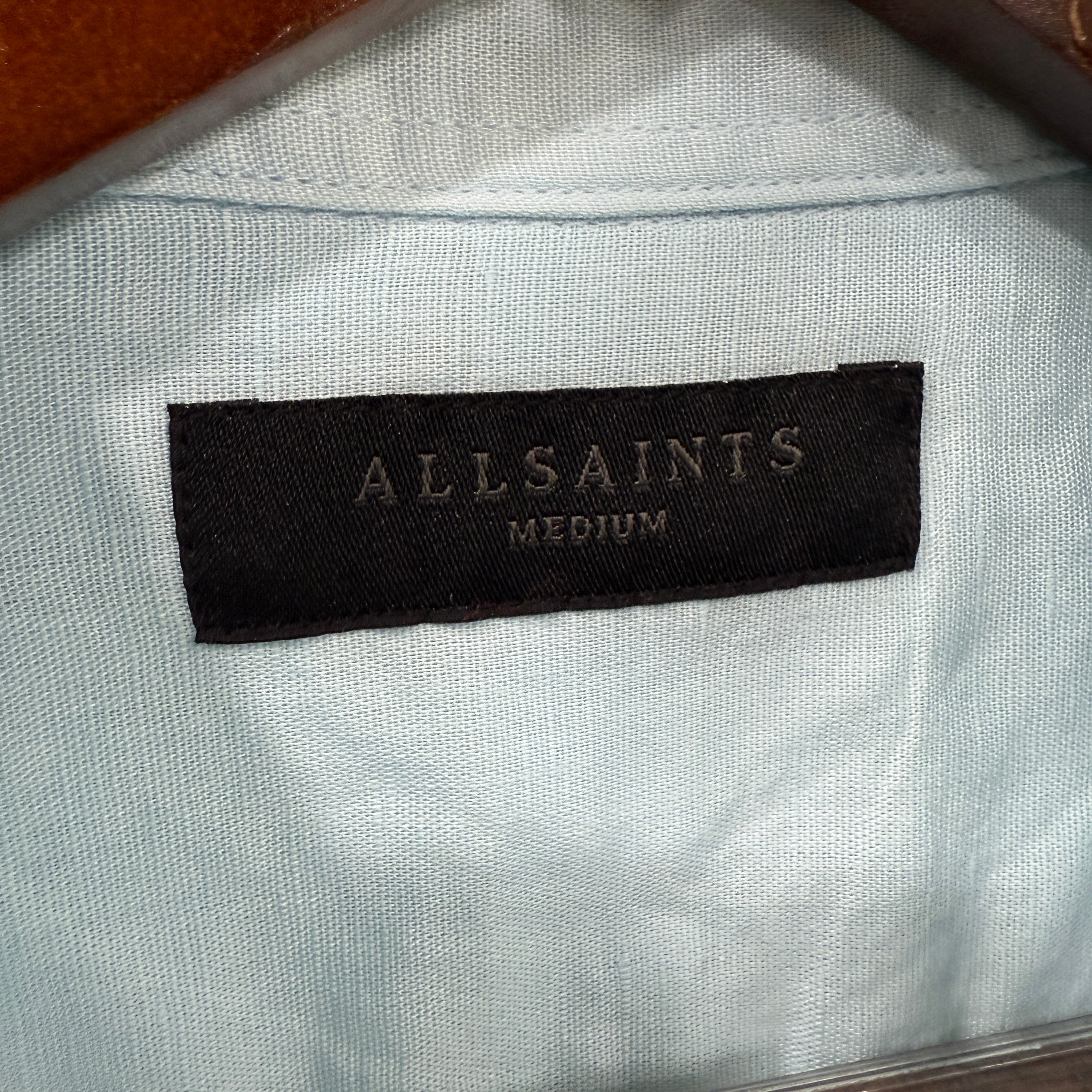 All Saints willow blue linen blend shirt