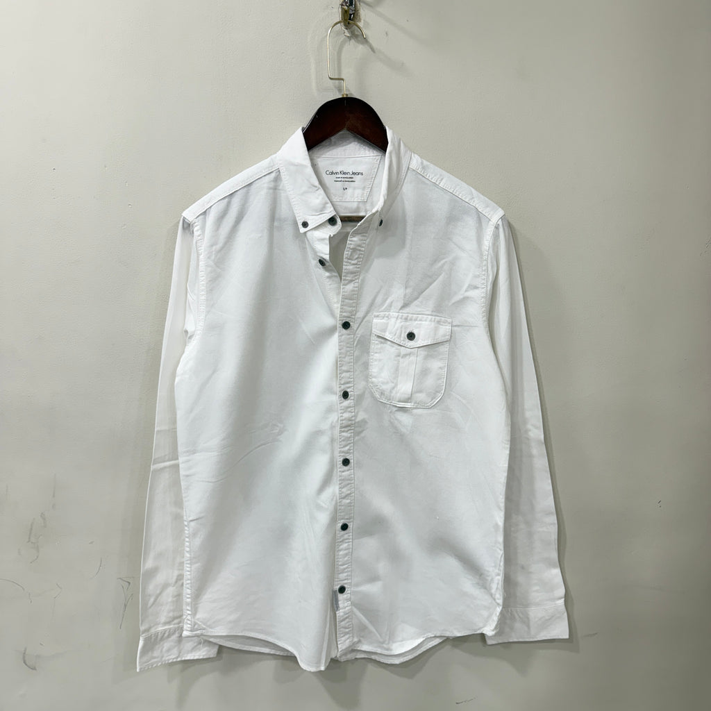 Calvin Klein white solid shirt
