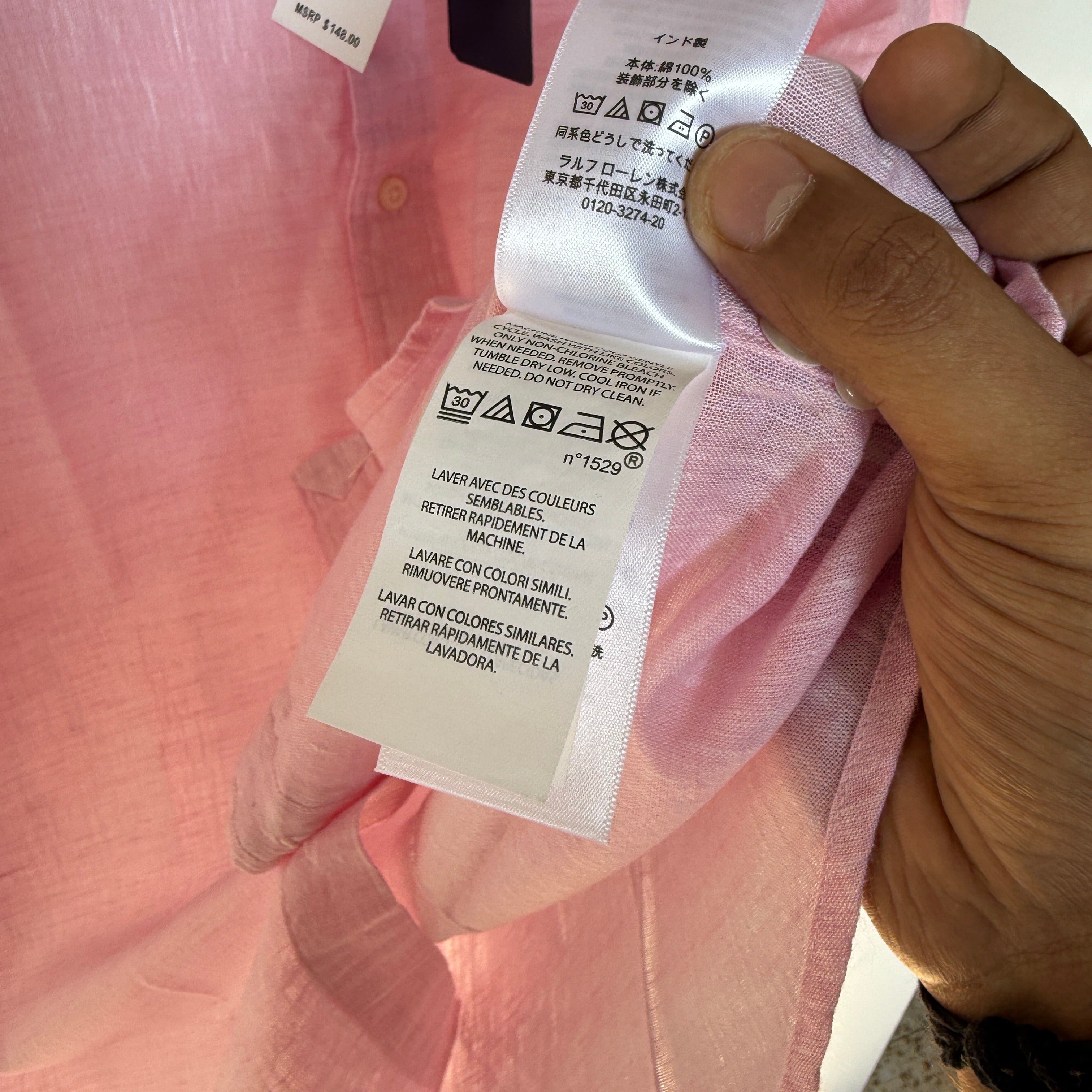 Ralph Lauren 100% pink linen shirt