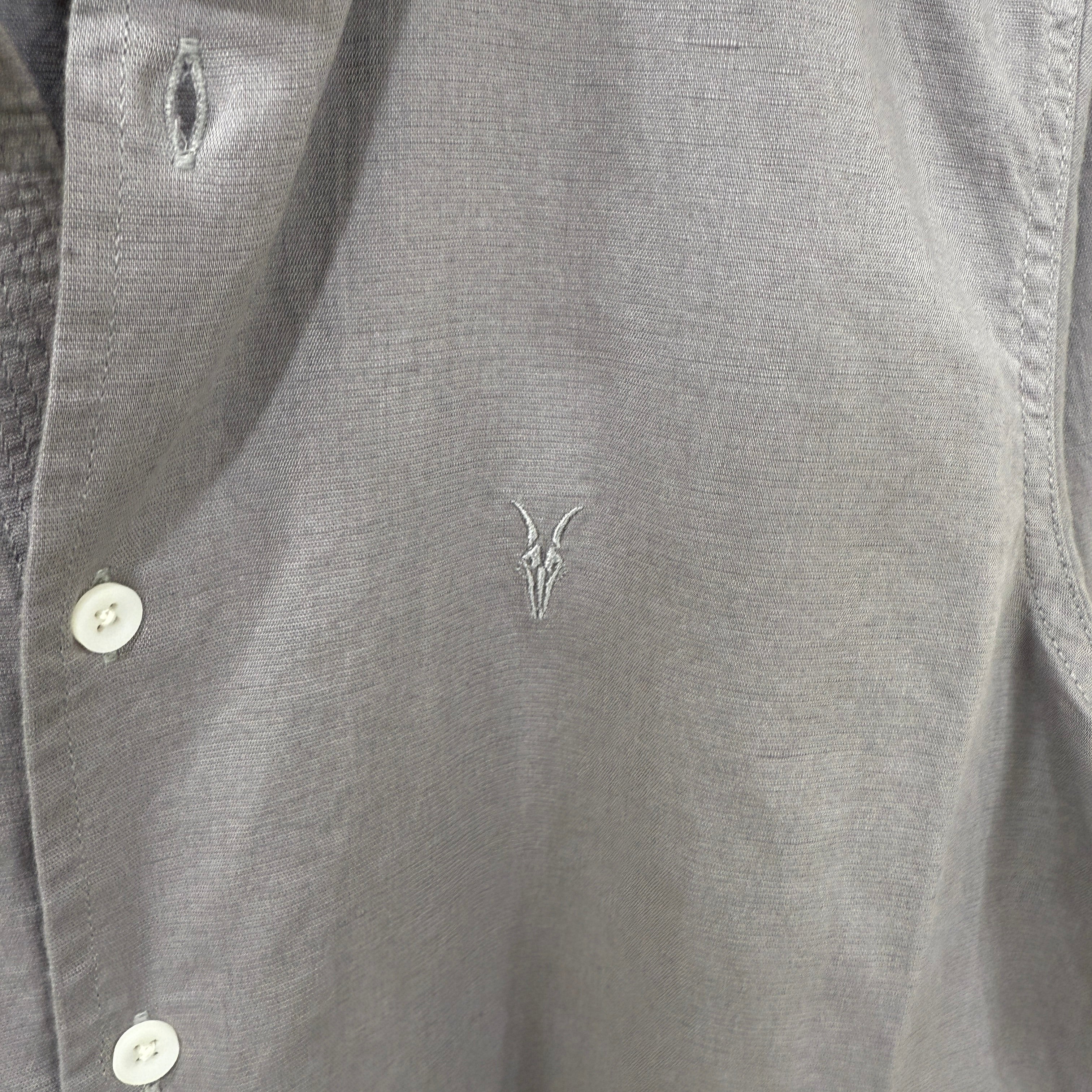 All Saints dark grey linen blend shirt