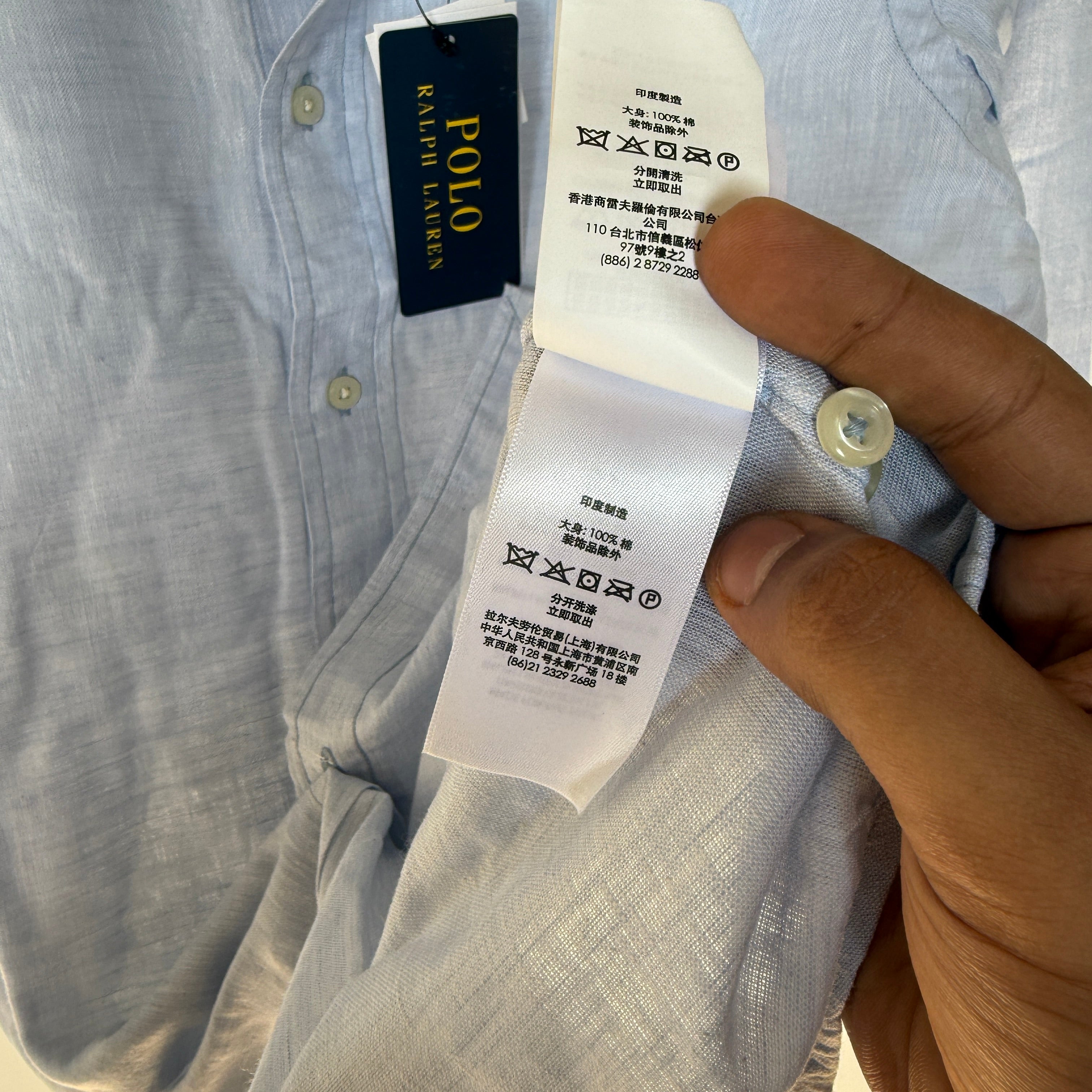 Ralph Lauren 100% sky blue linen shirt
