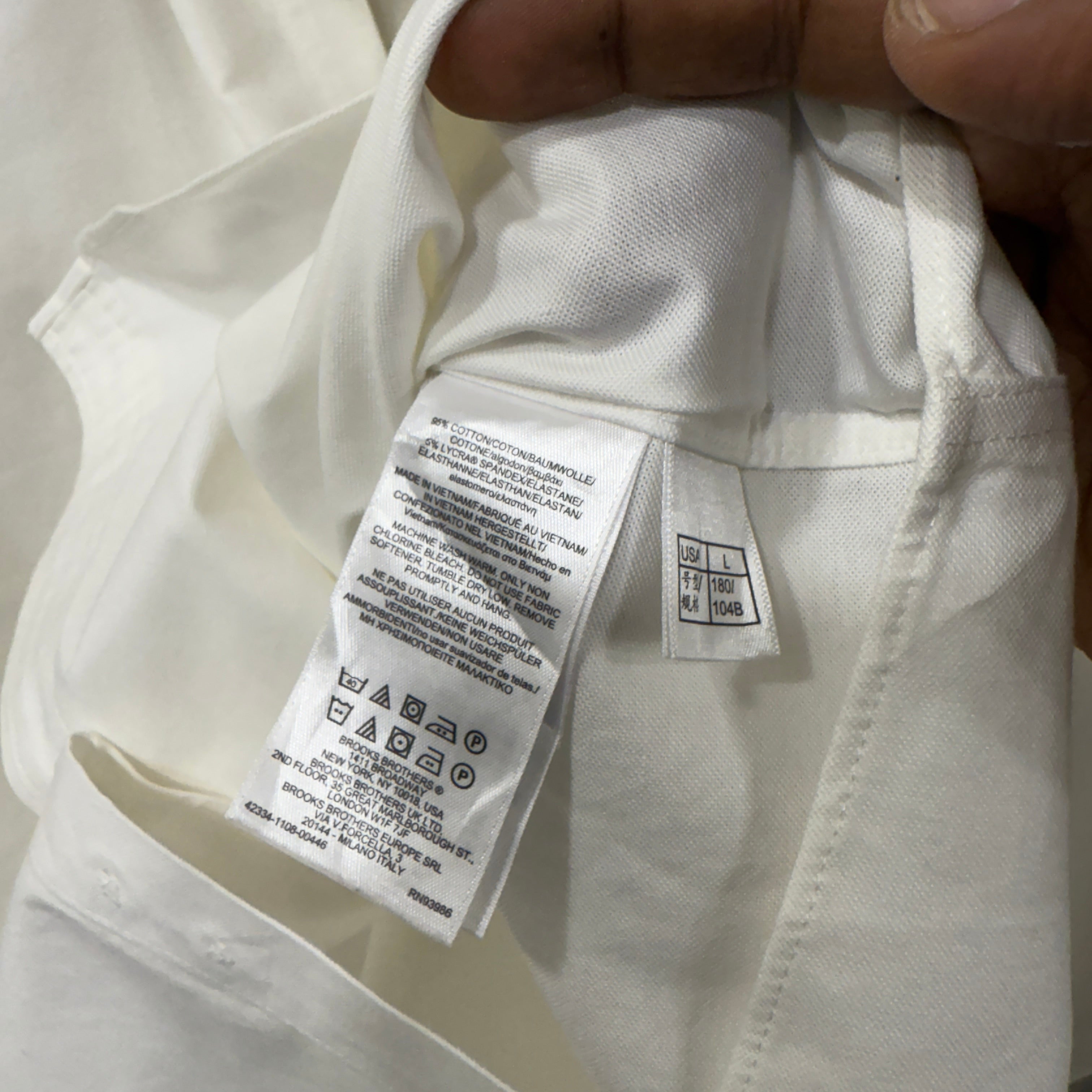 Brooks Brothers white solid shirt with logo