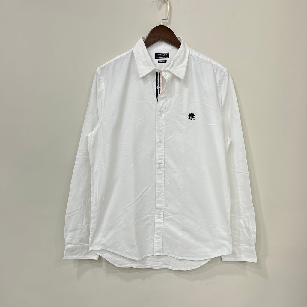 Zara white solid oxford shirt