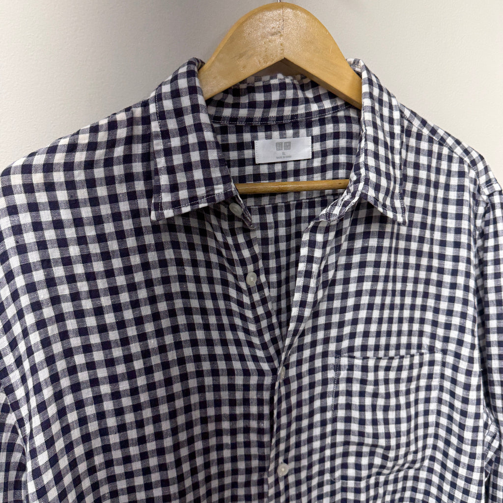 Uniqlo 100% linen checkered shirt