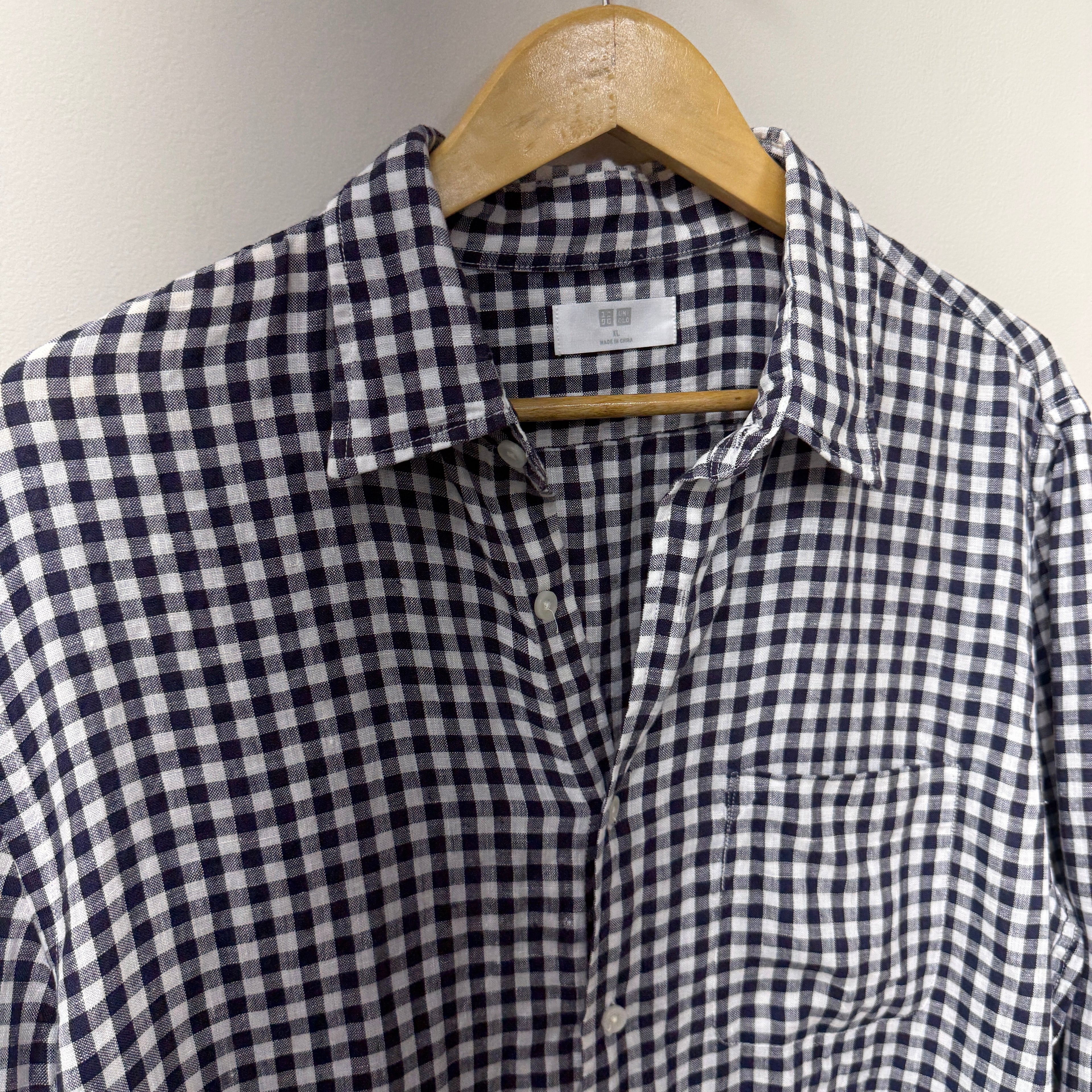 Uniqlo 100% linen checkered shirt