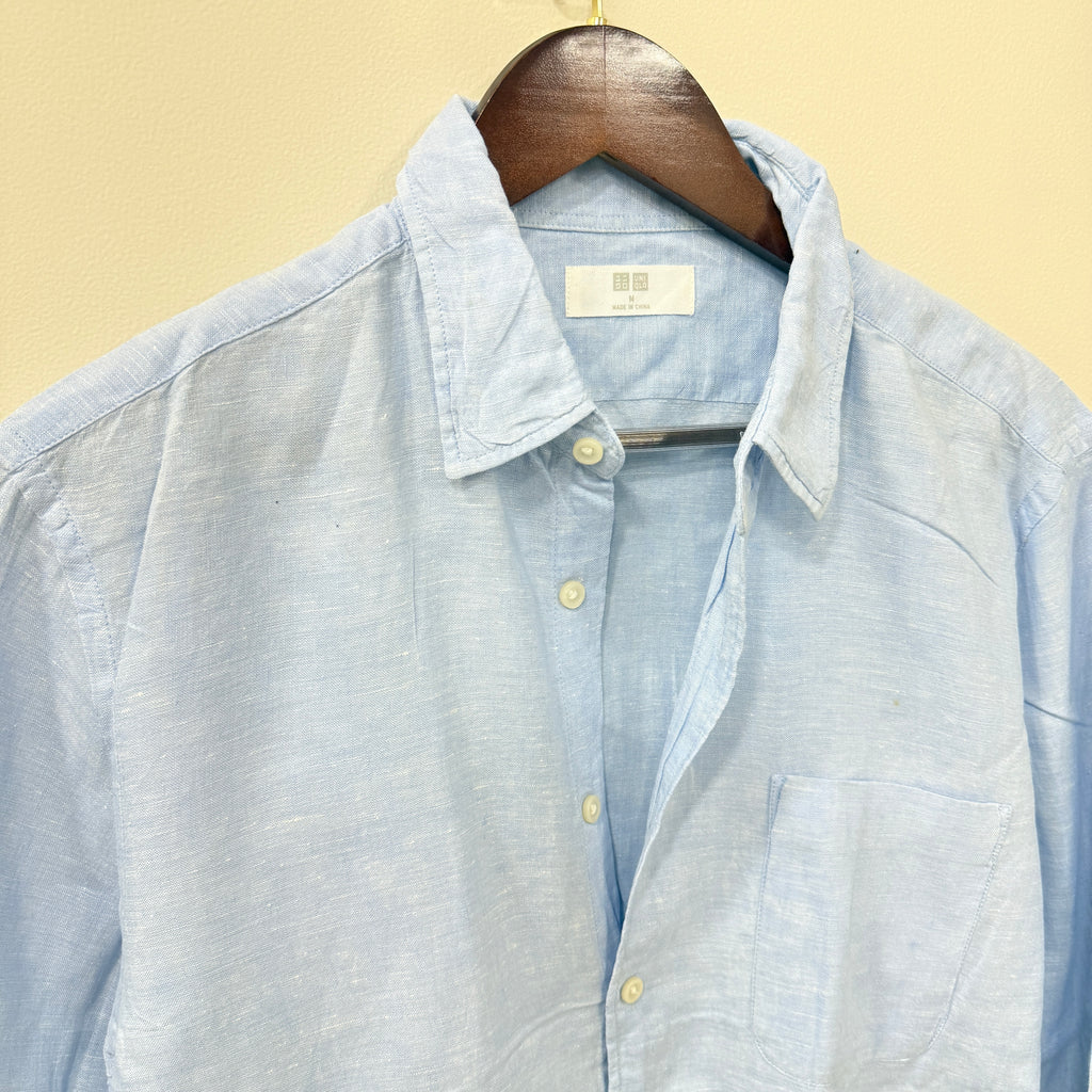 Uniqlo powder blue  100% linen shirt