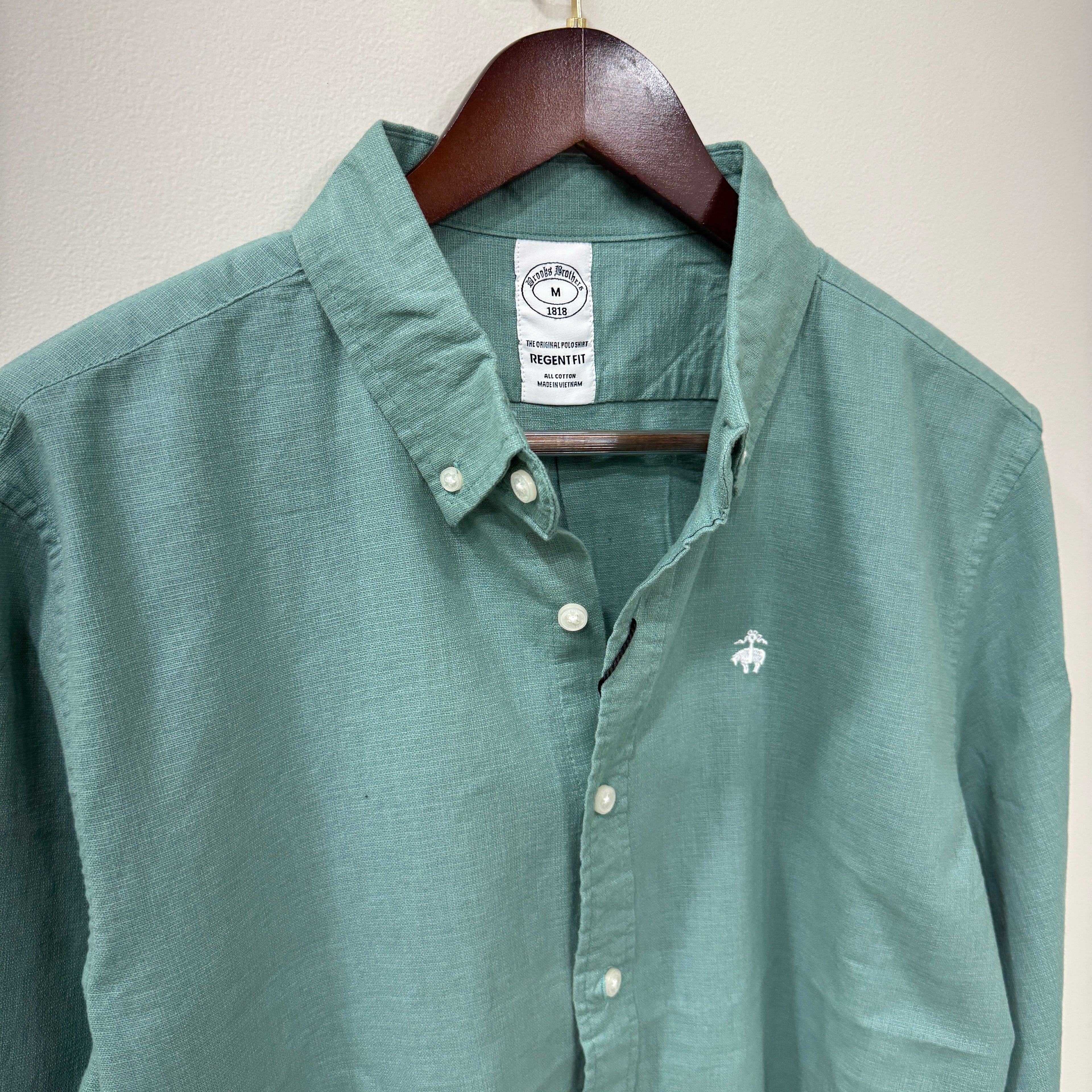 Brooks Brothers button down solid shirt with logo