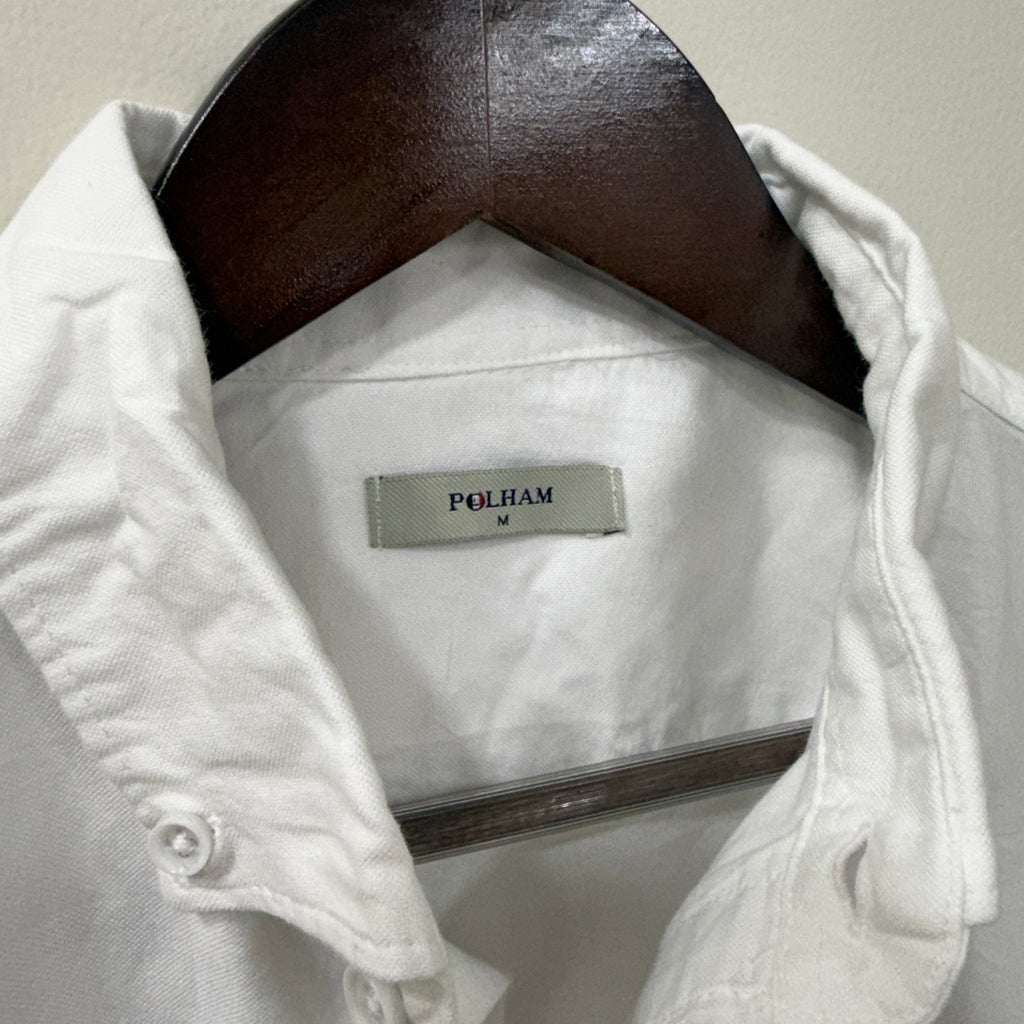 Polham white oxford button down solid shirt