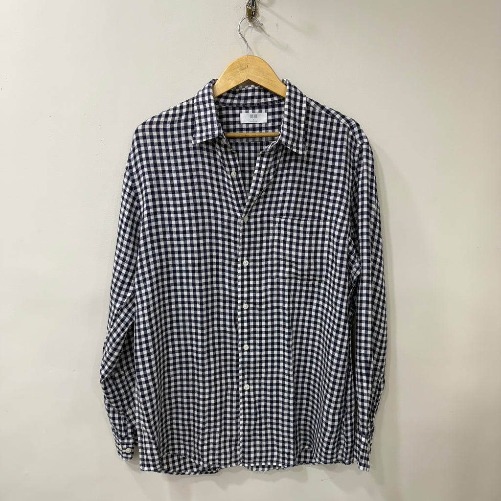 Uniqlo 100% linen checkered shirt