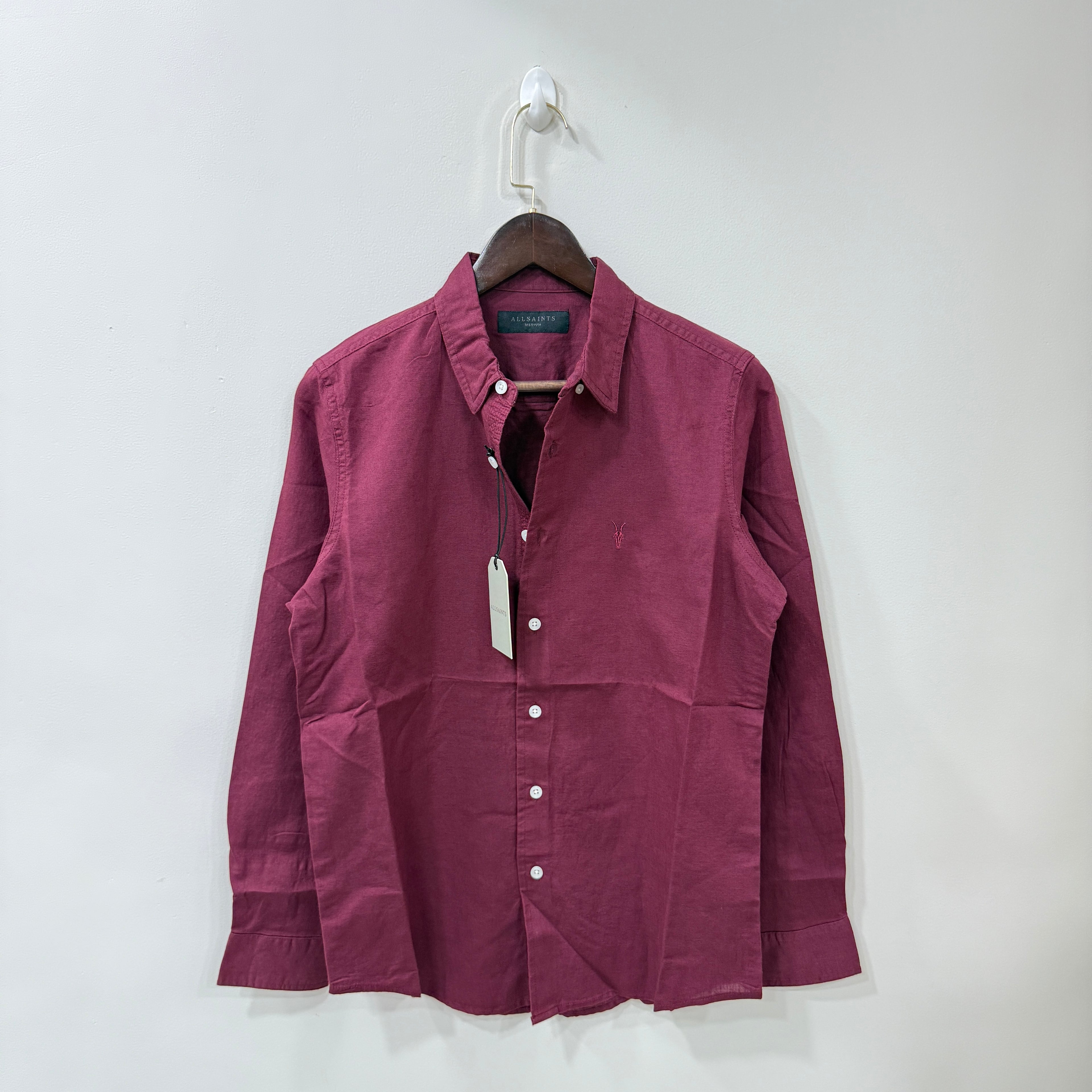 All Saints maroon linen blend shirt PG