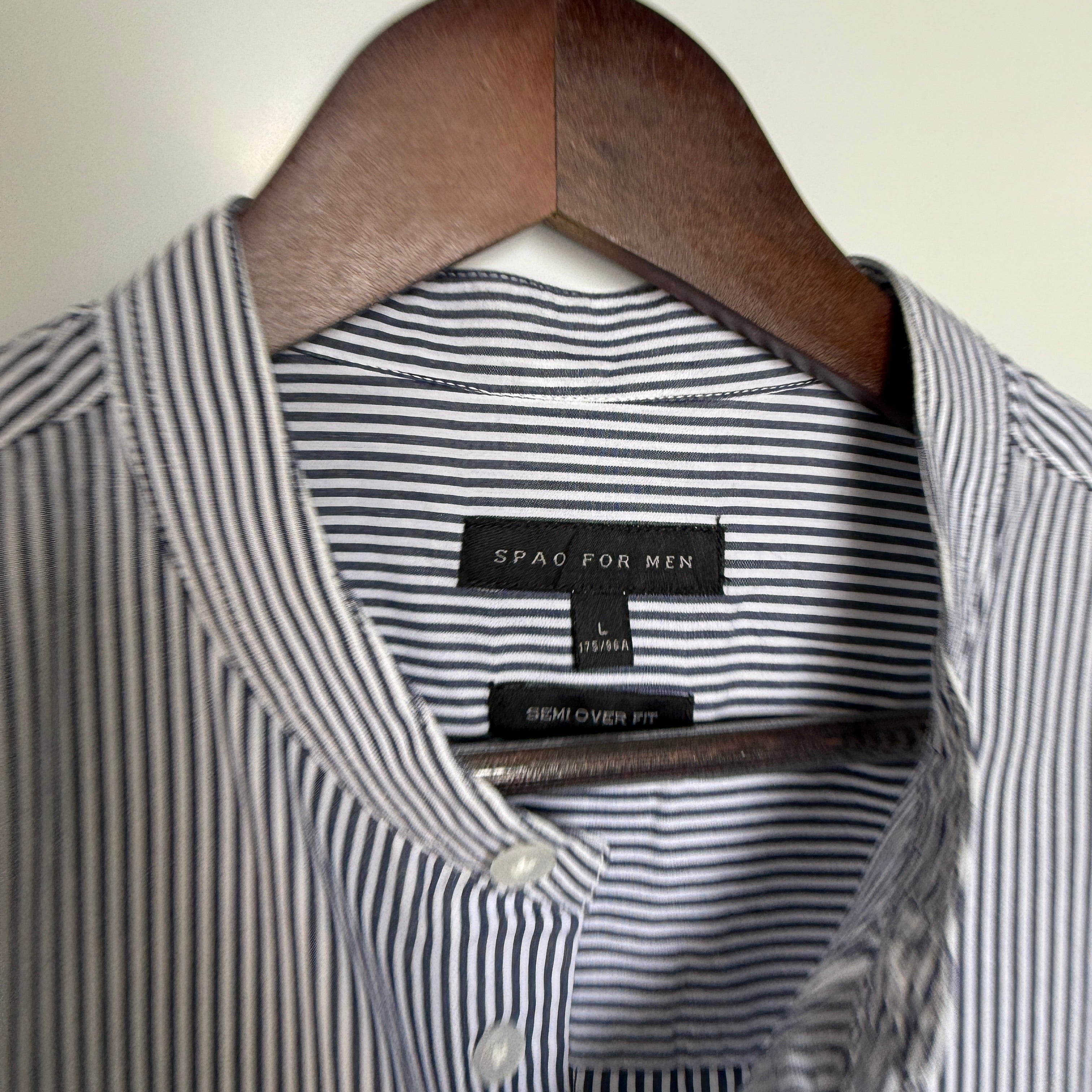 Spao chinese collar stripes shirt
