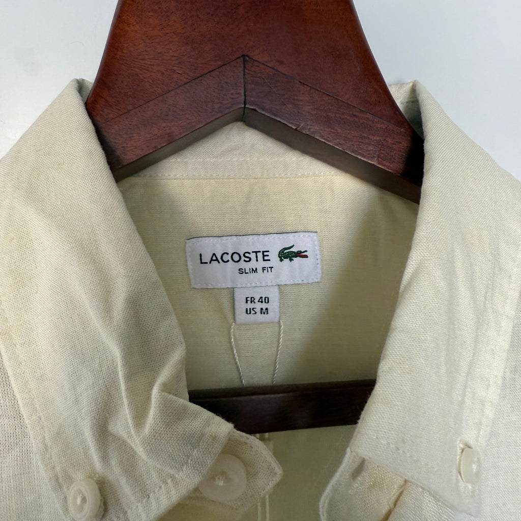 Lacoste yellow 100% linen solid shirt