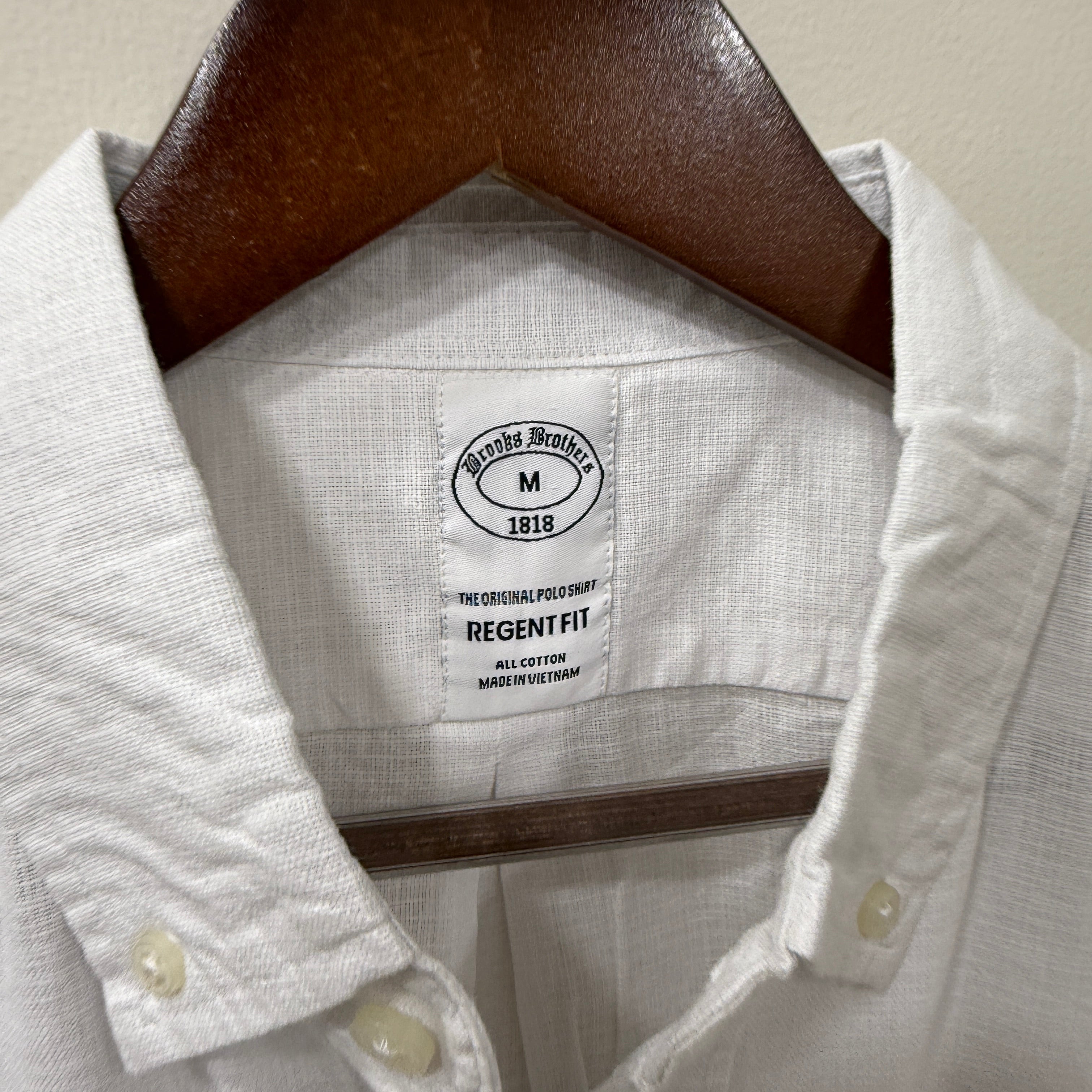Brooks Brothers white button down solid shirt with logo