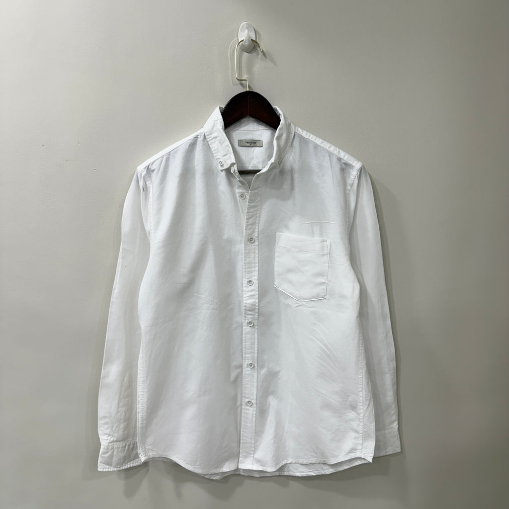 Polham white oxford button down solid shirt
