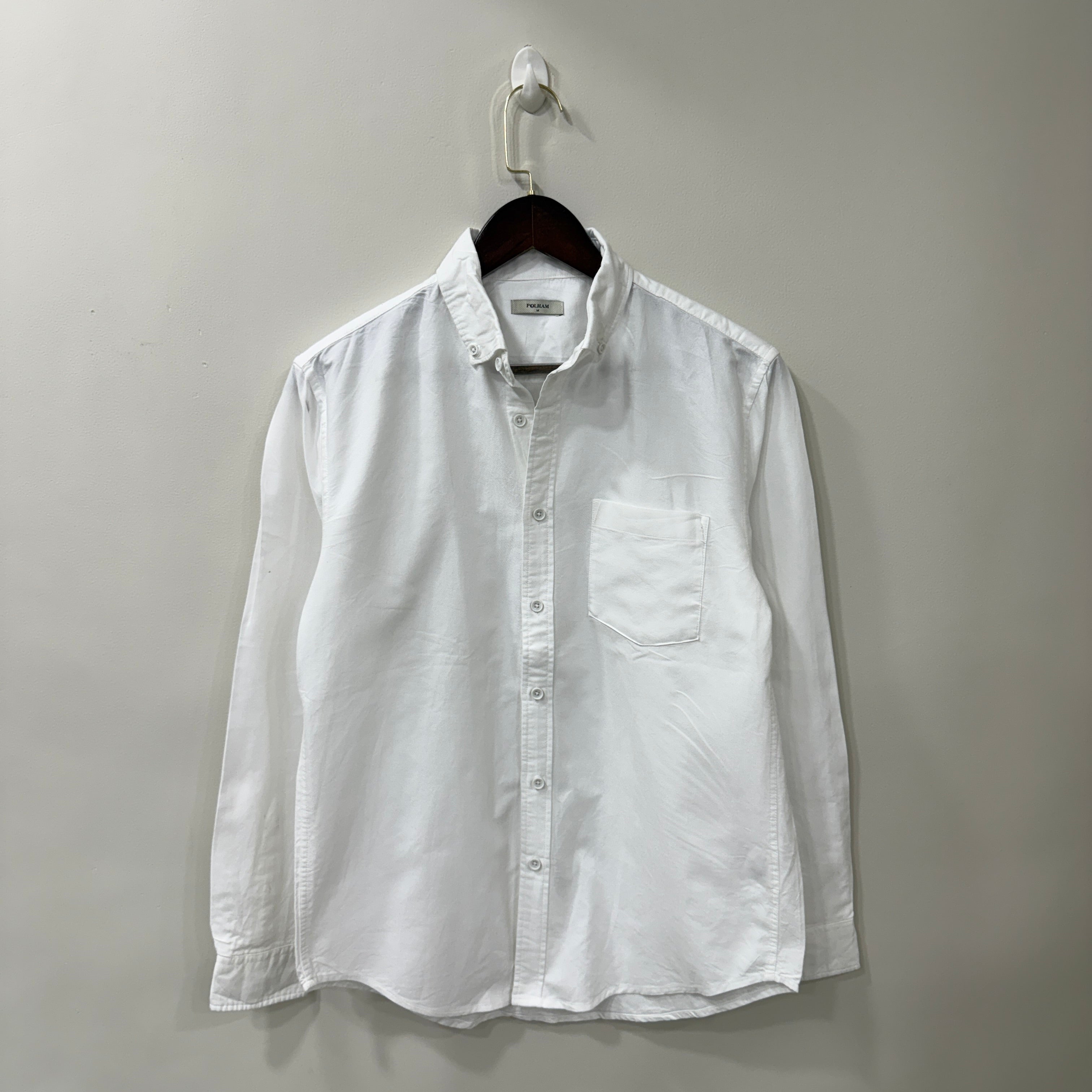 Polham white oxford button down solid shirt
