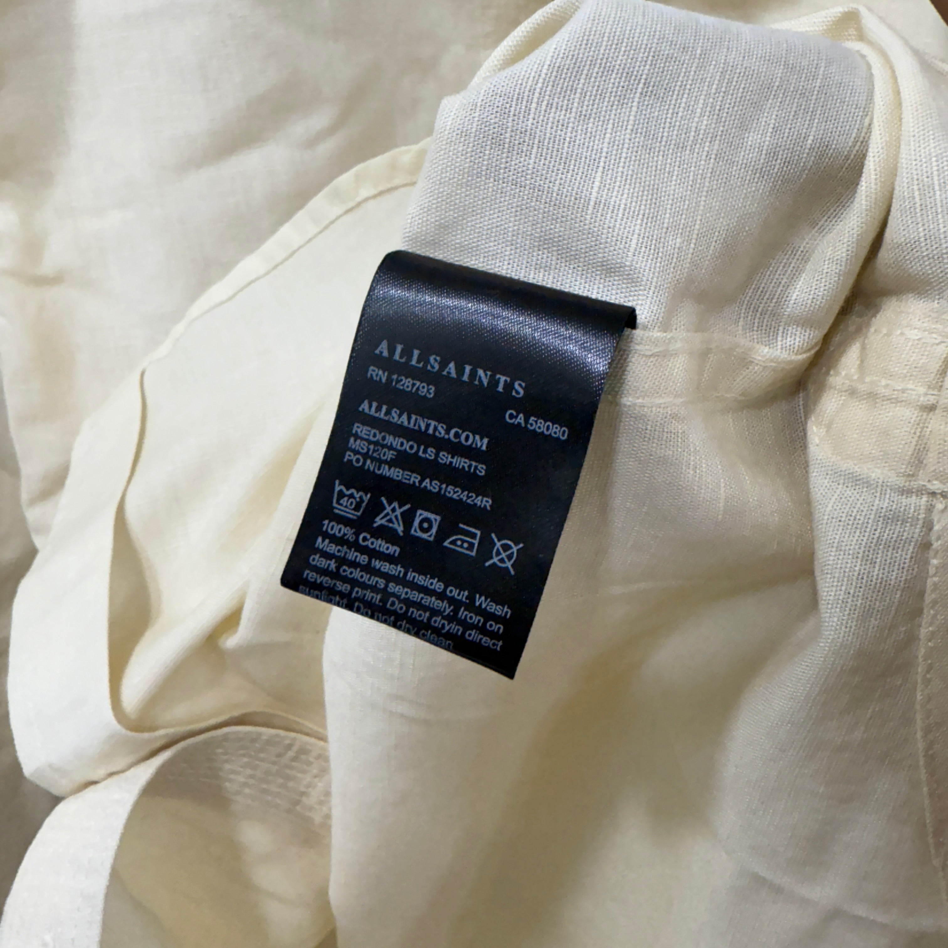 All Saints white pale yellow linen blend shirt