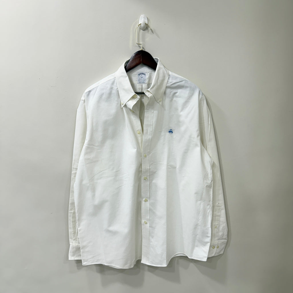 Brooks Brothers white solid shirt with logo