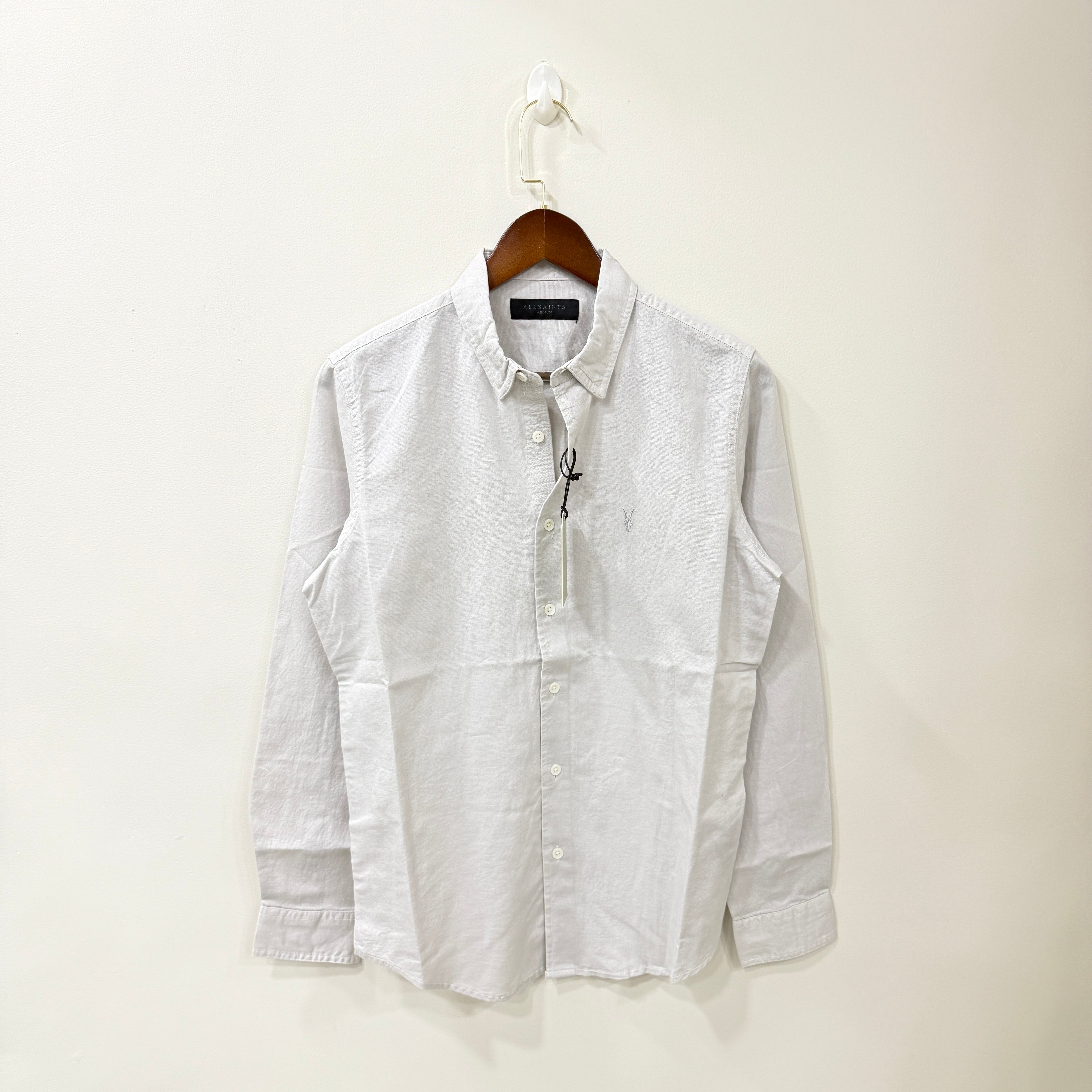 All Saints cloudy grey linen blend shirt PG