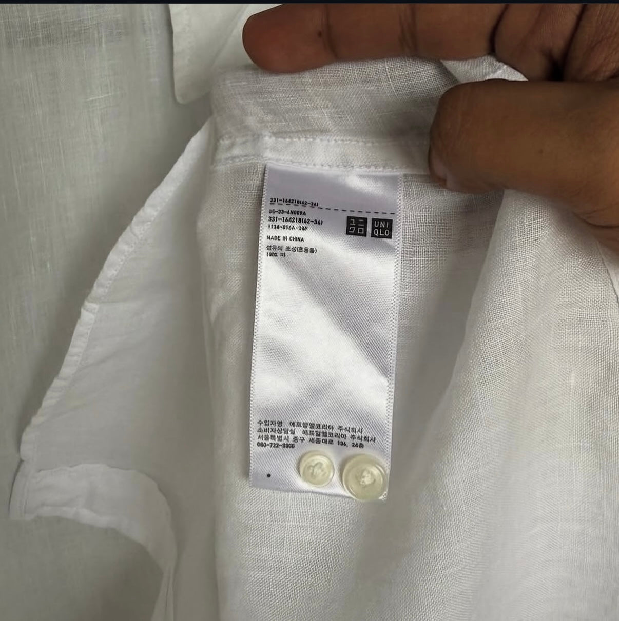 Uniqlo 100% linen white shirt-xl