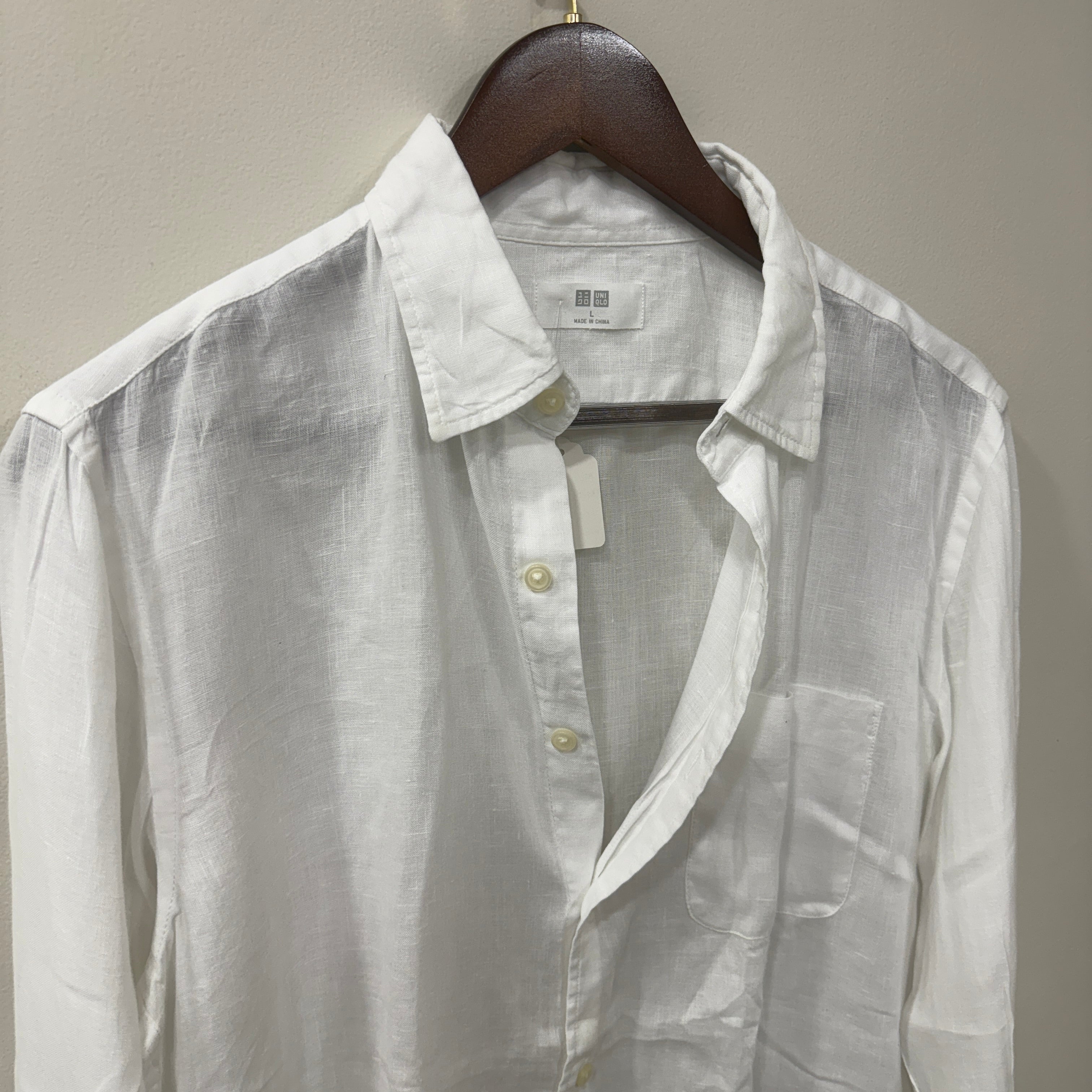 Uniqlo 100% linen white shirt-L
