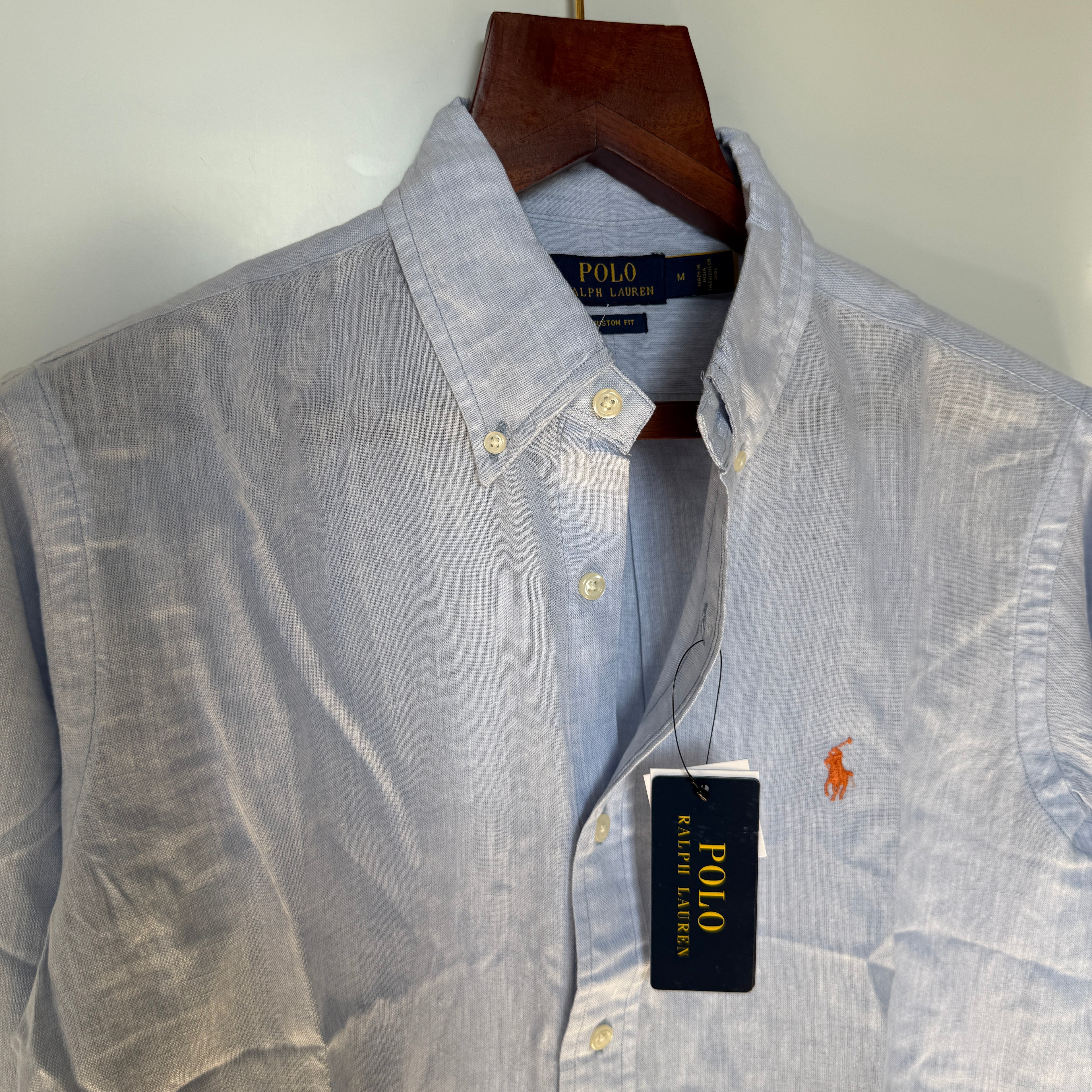 Ralph Lauren 100% sky blue linen shirt