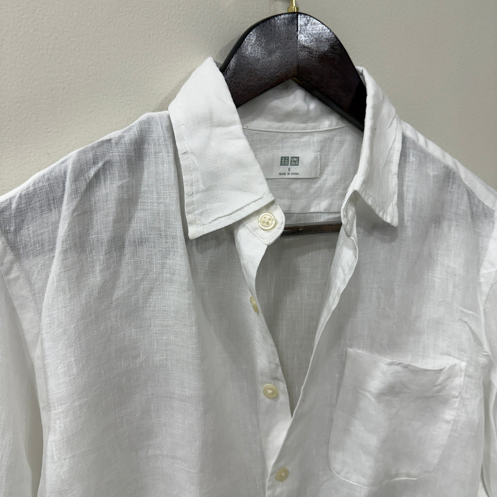 Uniqlo 100% linen white shirt-S