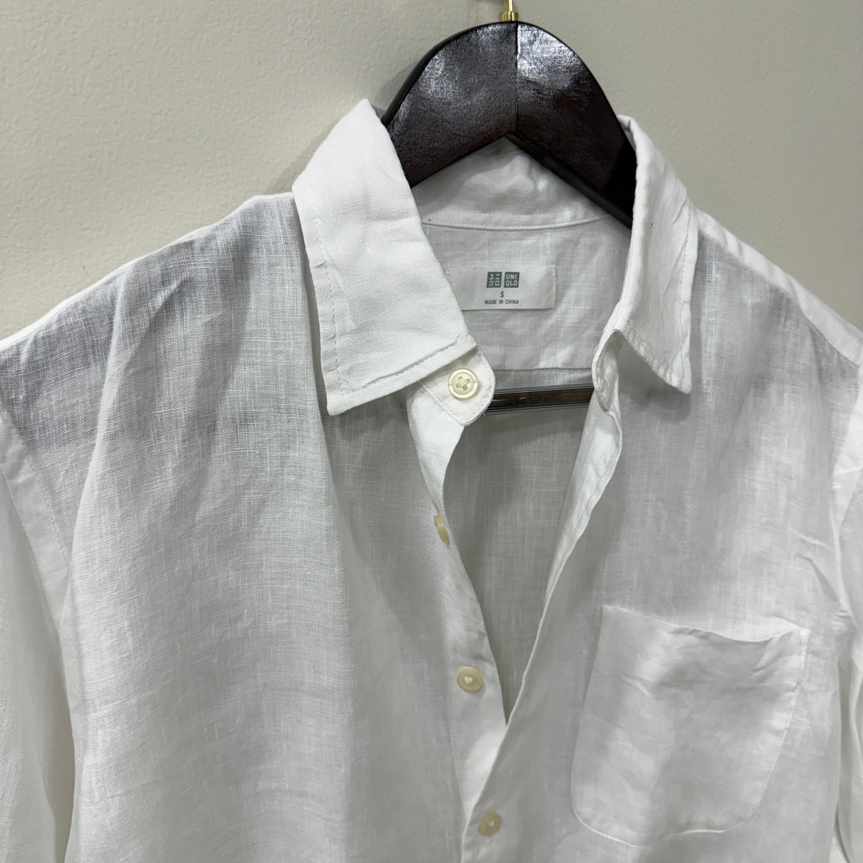 Uniqlo 100% linen white shirt-S