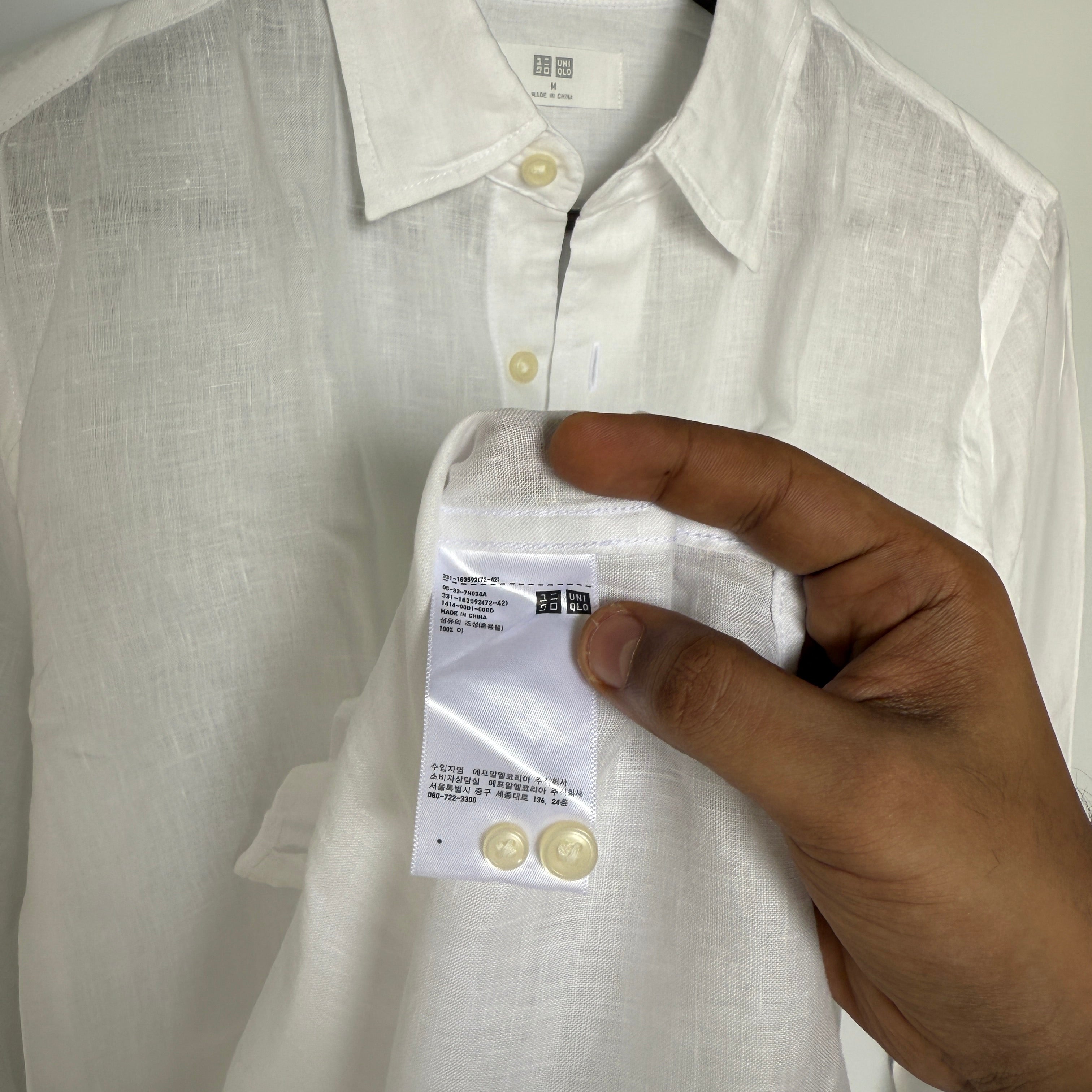 Uniqlo 100% linen white shirt