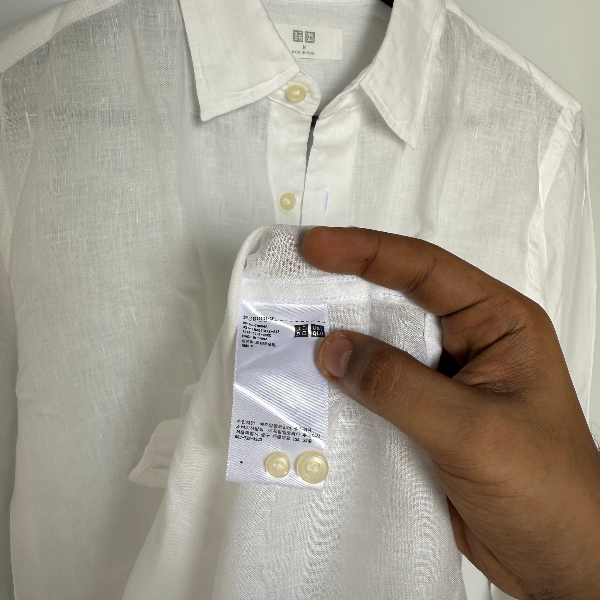 Uniqlo 100% linen white shirt