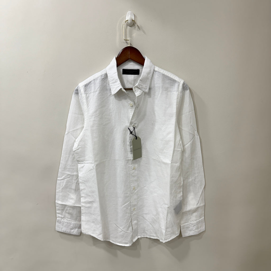 All Saints white linen blend shirt
