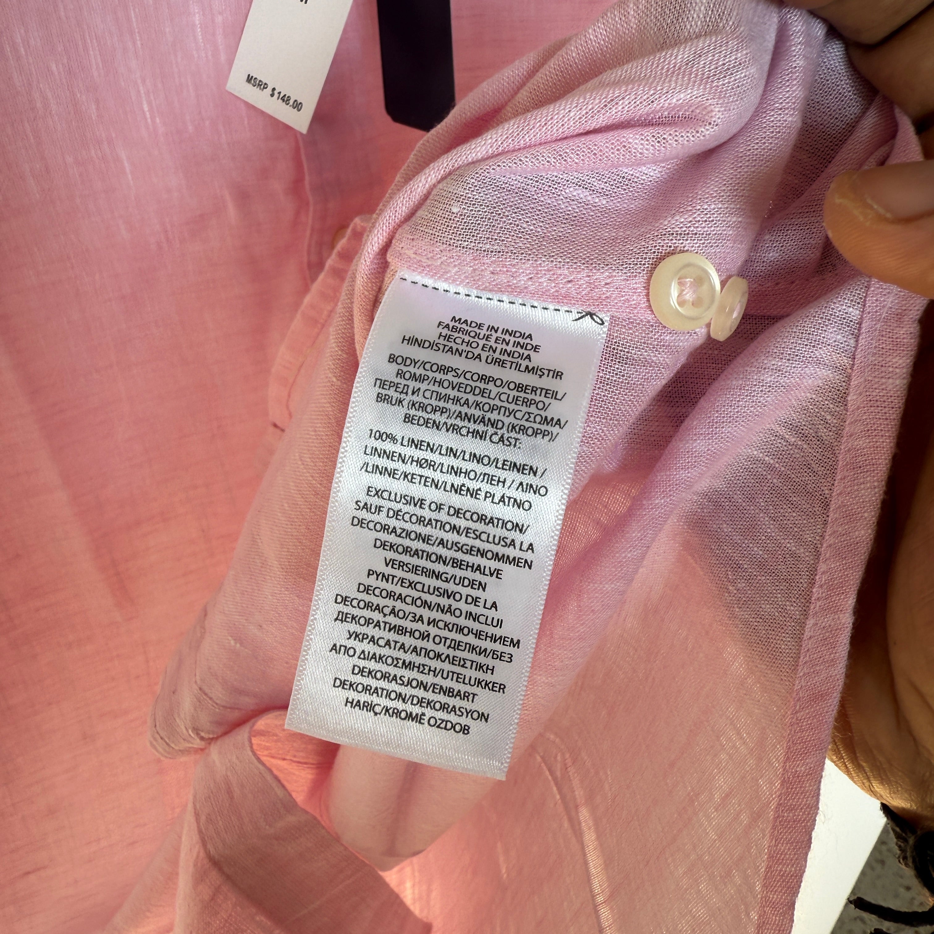 Ralph Lauren 100% pink linen shirt