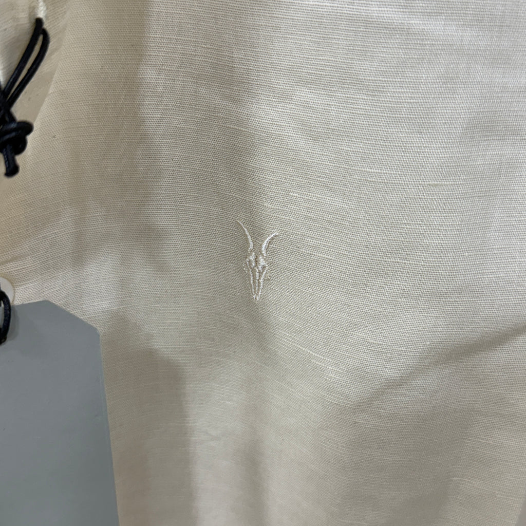 All Saints white pale yellow linen blend shirt