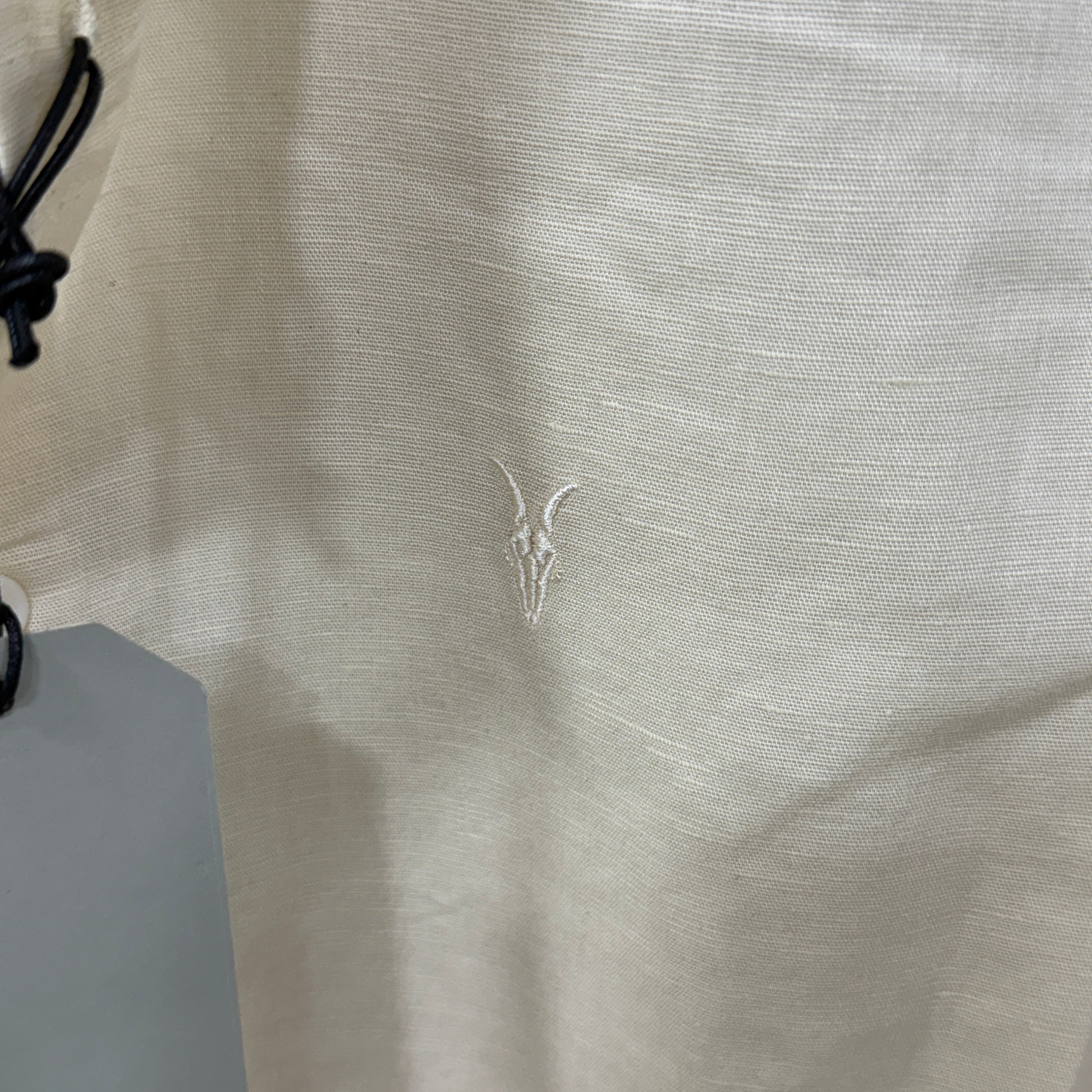 All Saints white pale yellow linen blend shirt