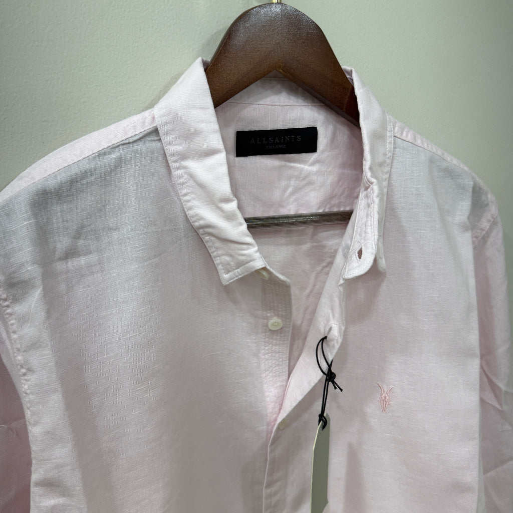 All Saints pink linen blend shirt