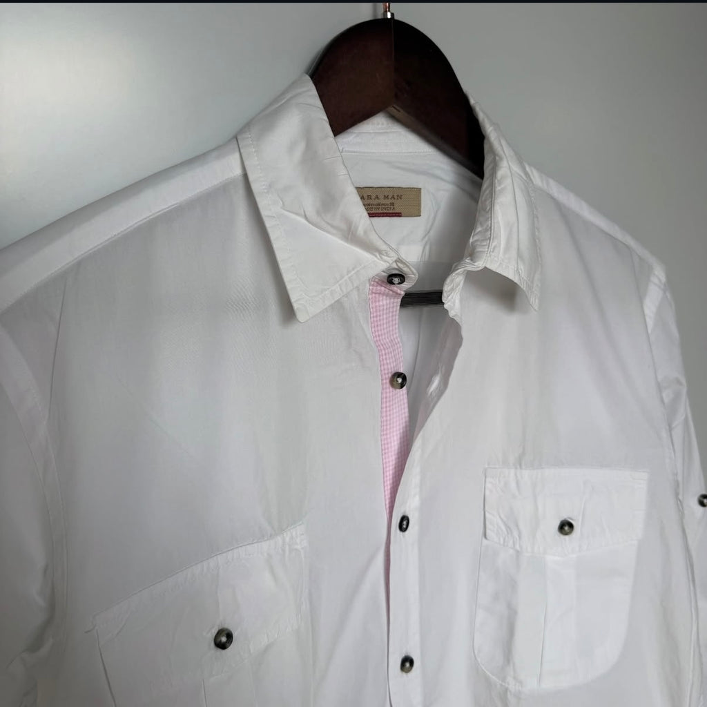 Zara white double pocket shirt