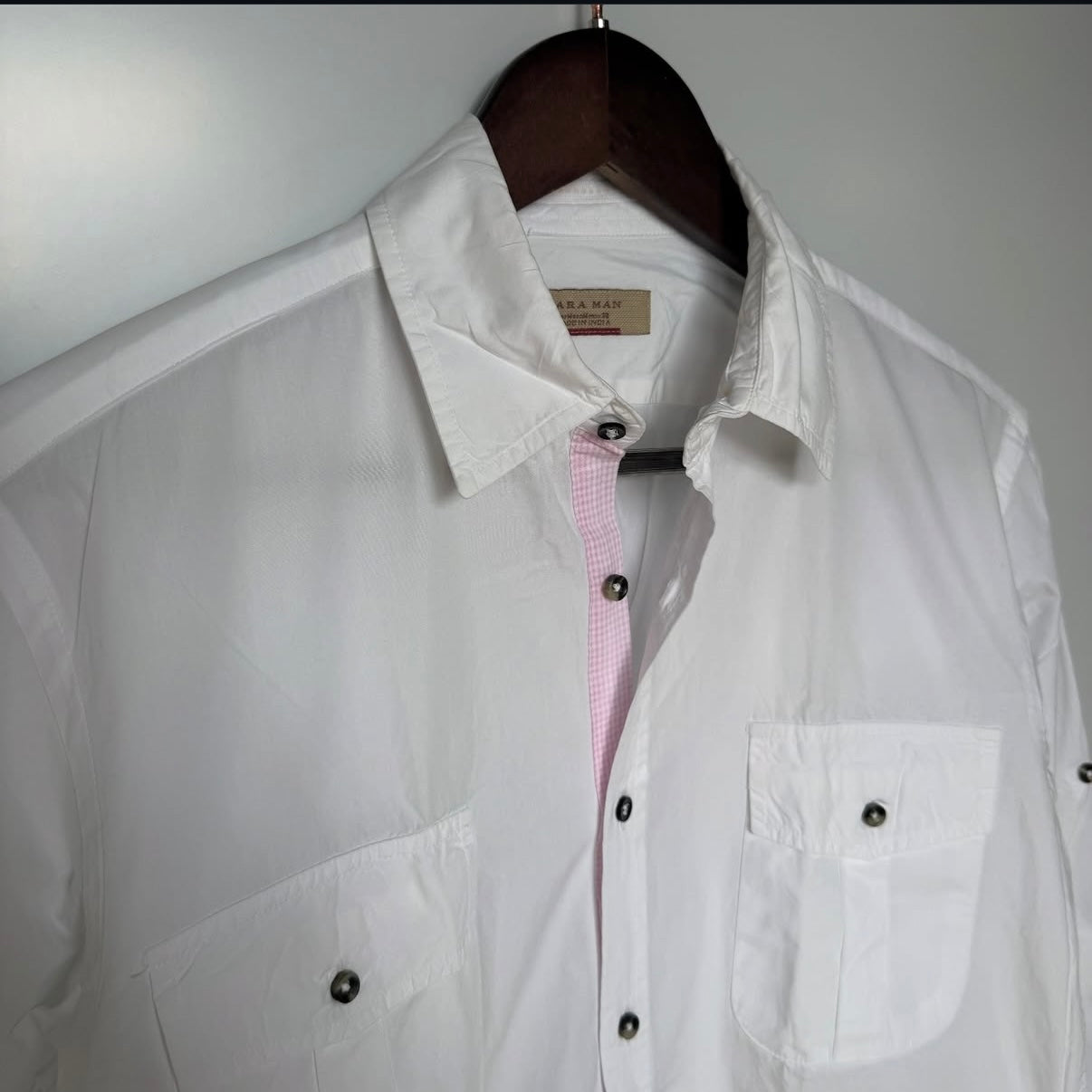 Zara white double pocket shirt