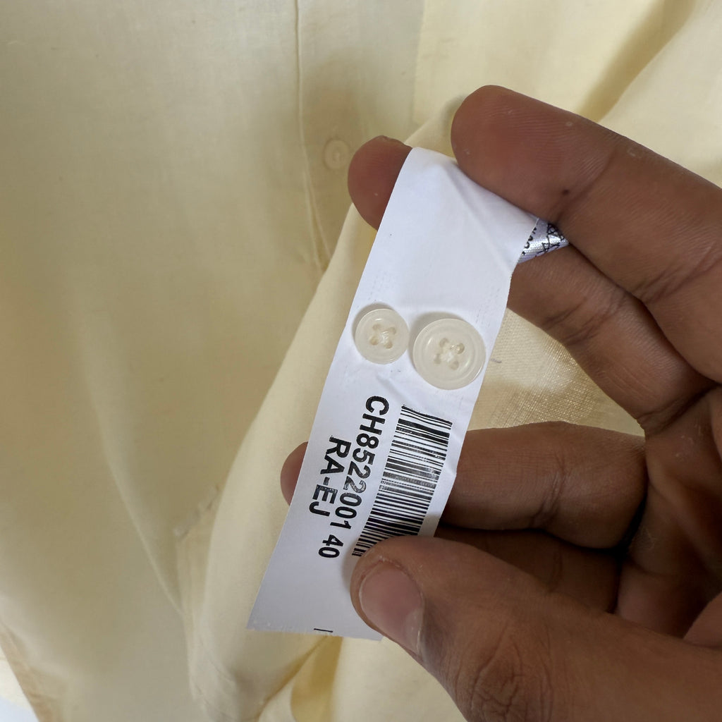 Lacoste yellow 100% linen solid shirt