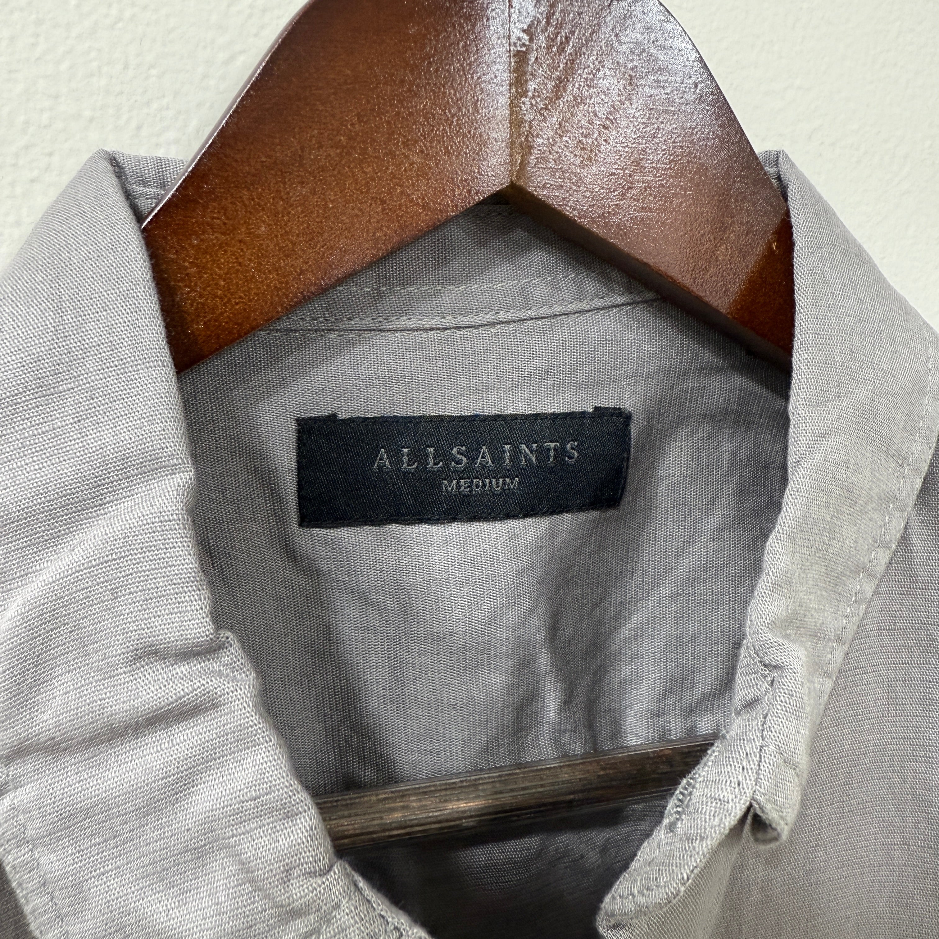 All Saints pillar grey linen blend shirt PG