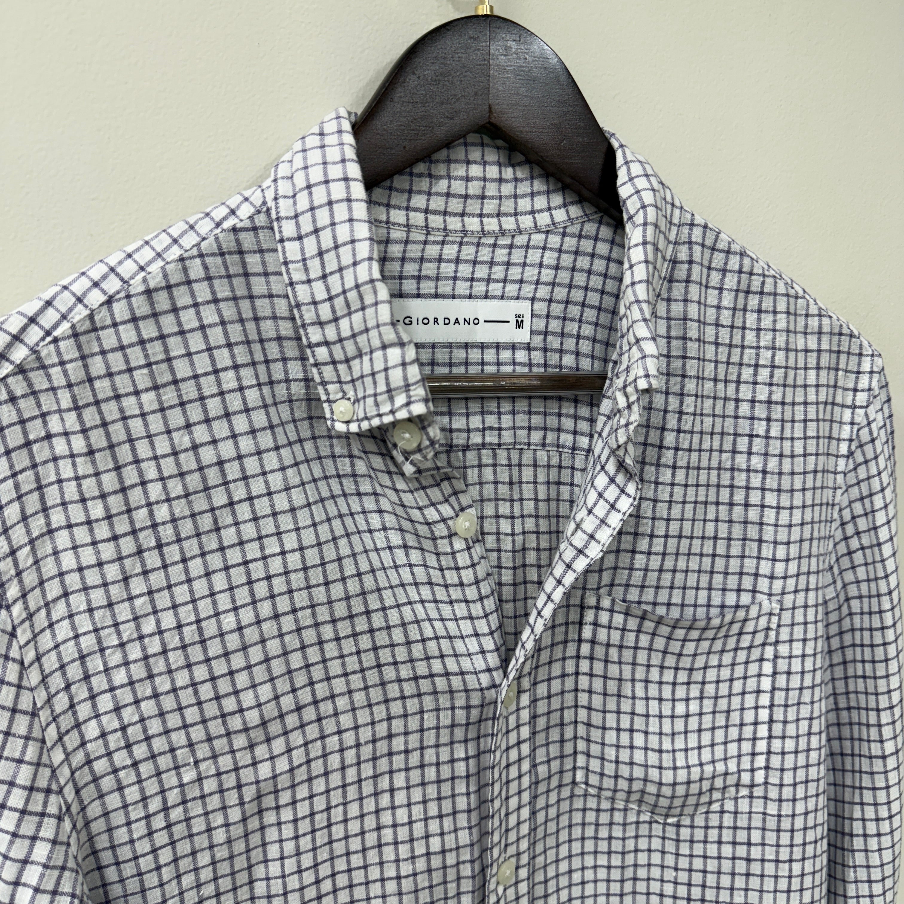 Giodarno checkered linen shirt