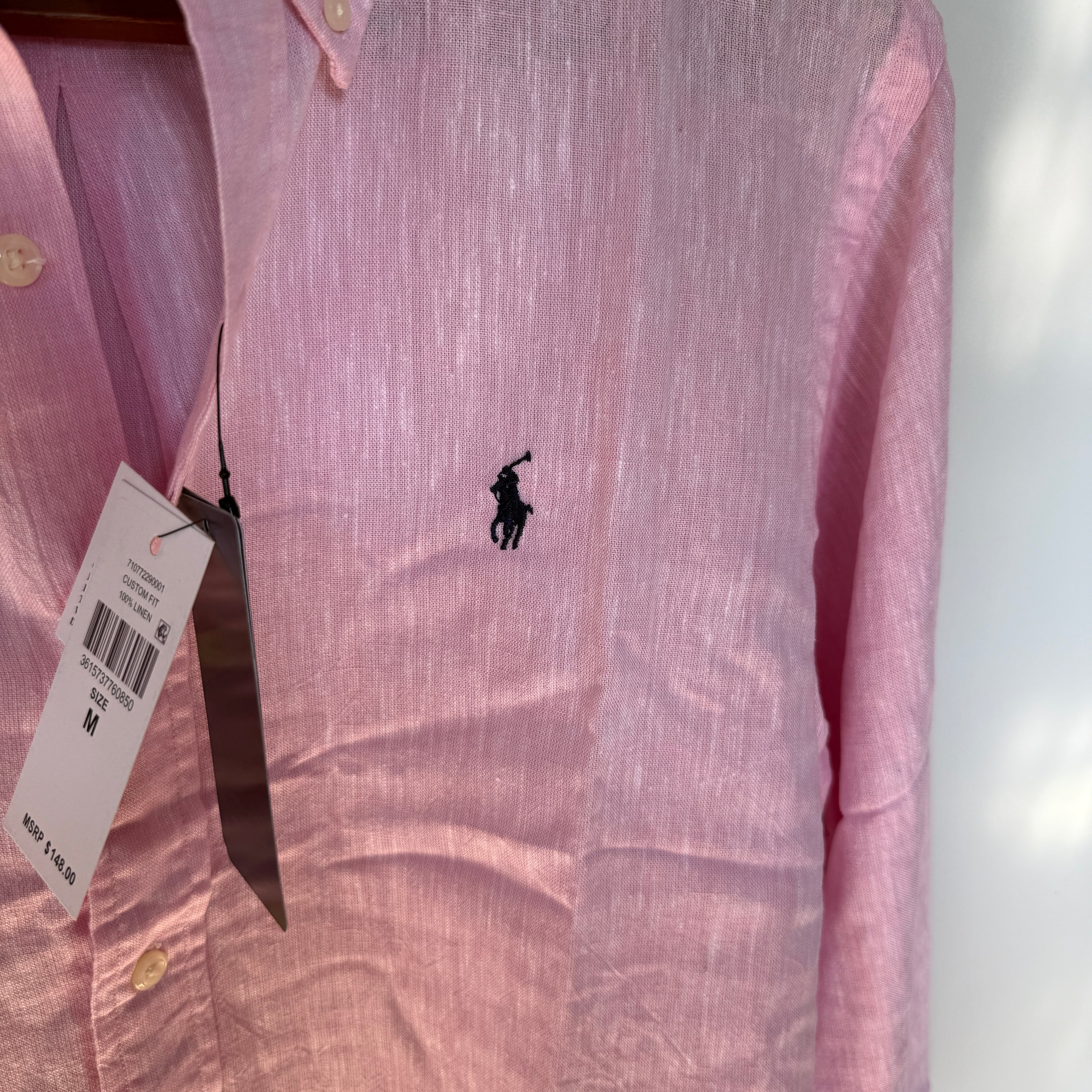 Ralph Lauren 100% pink linen shirt