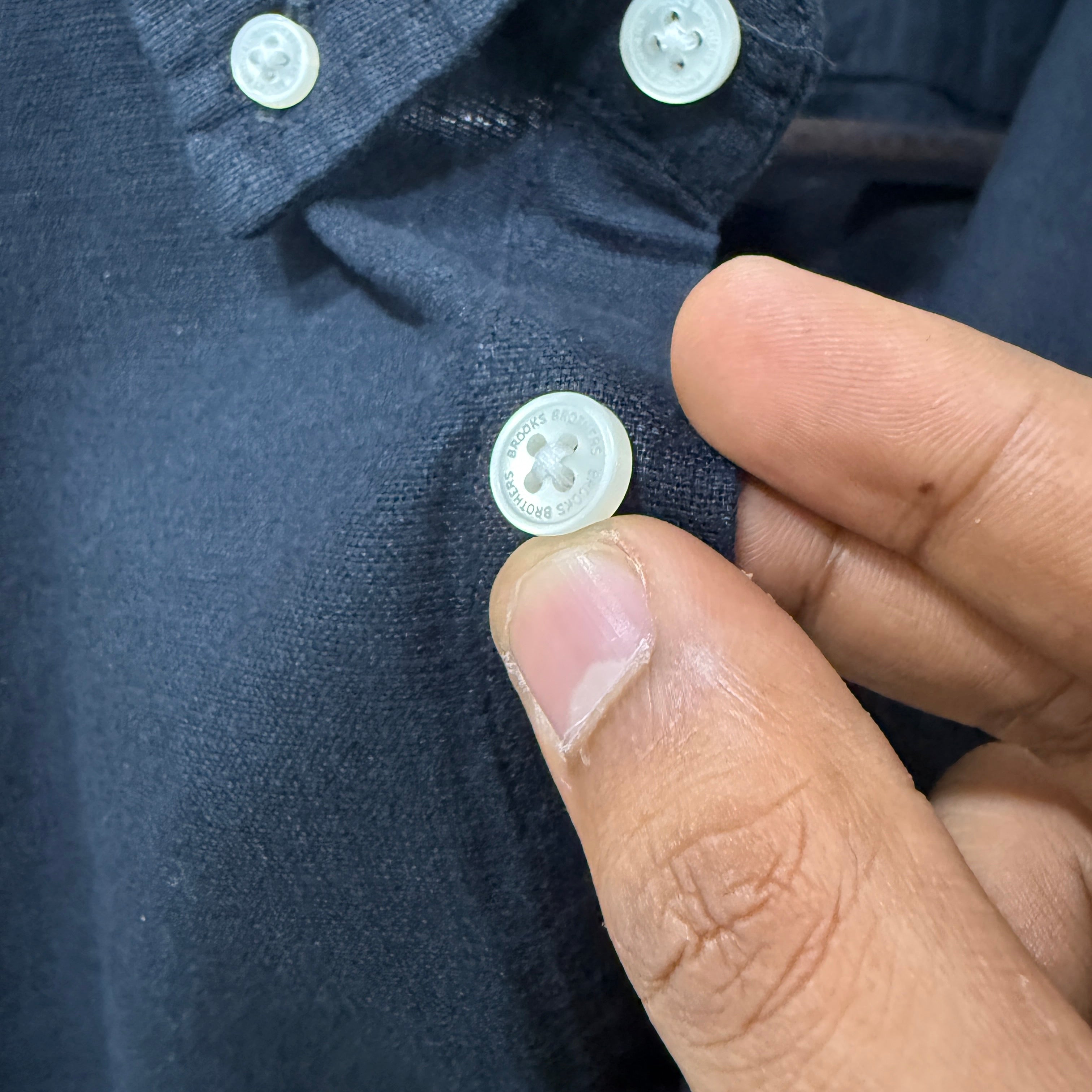 Brooks Brothers button down black solid shirt with logo