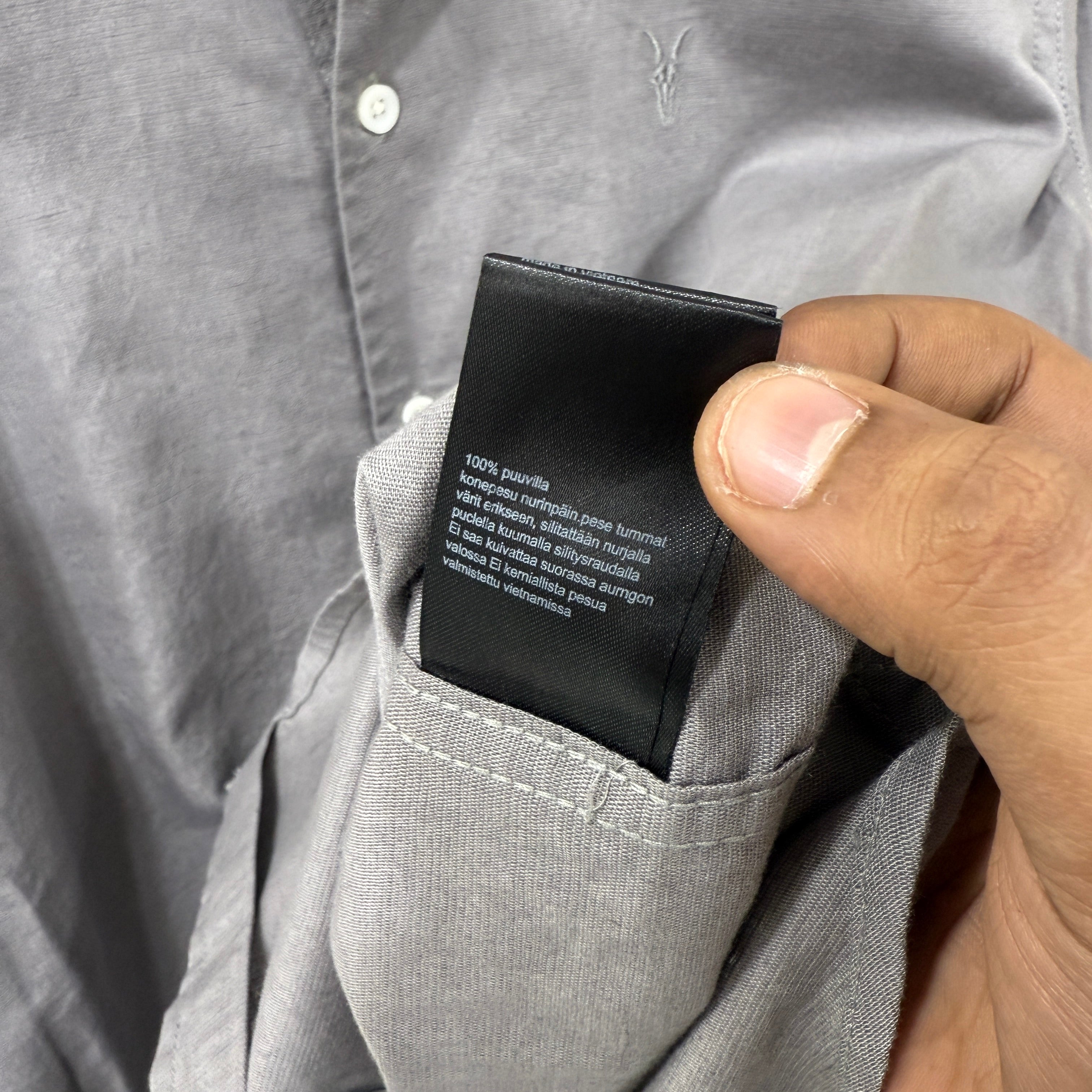 All Saints dark grey linen blend shirt