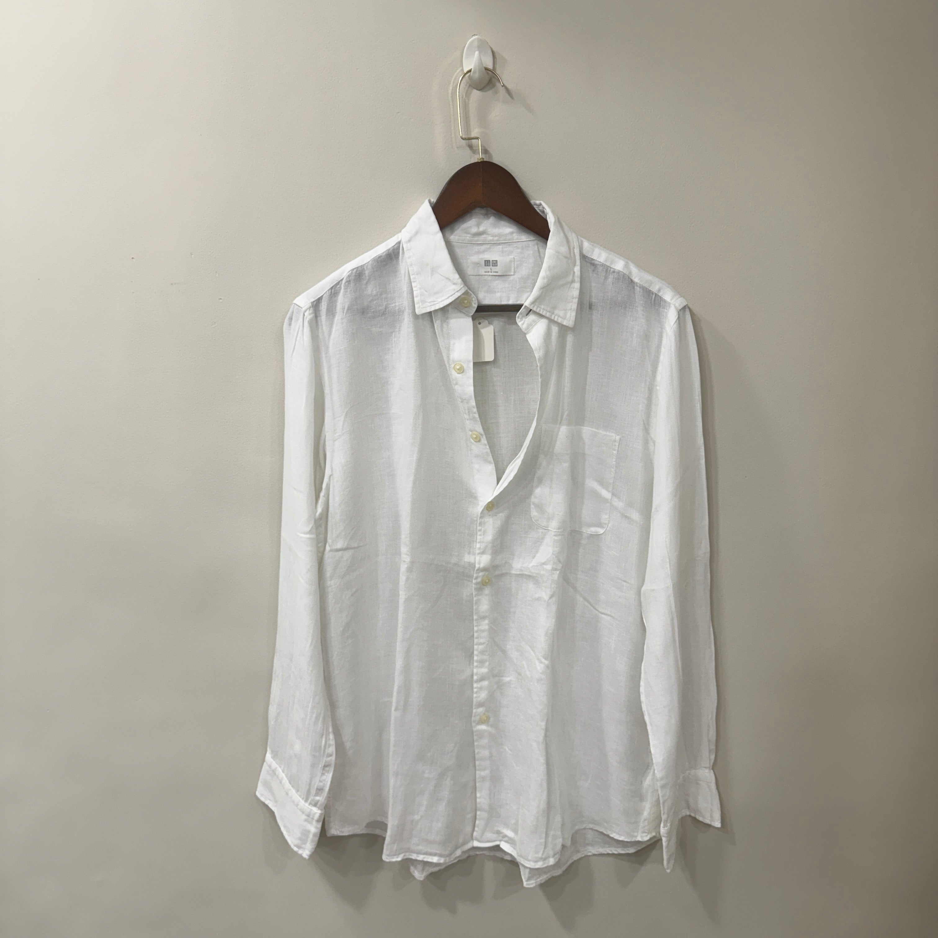 Uniqlo 100% linen white shirt-L
