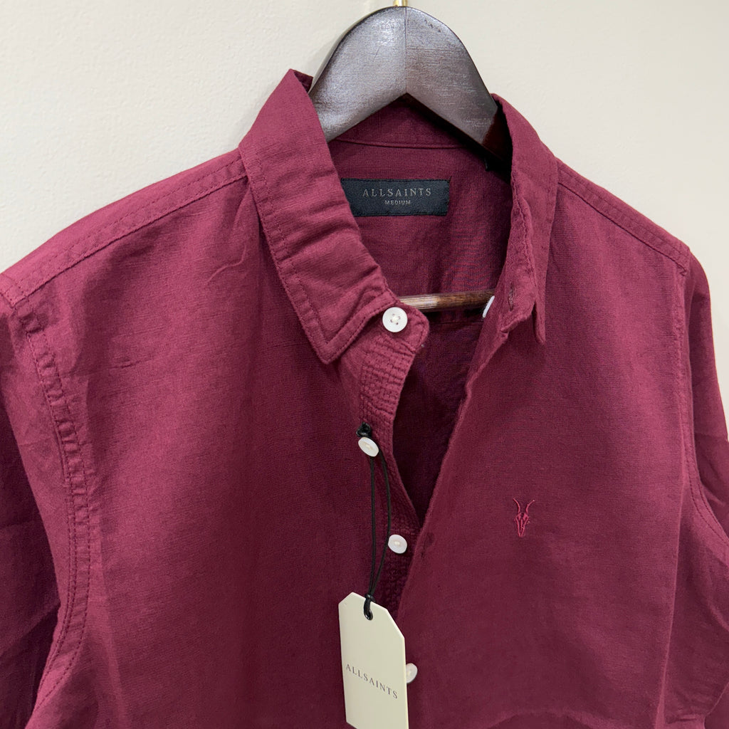 All Saints maroon linen blend shirt PG