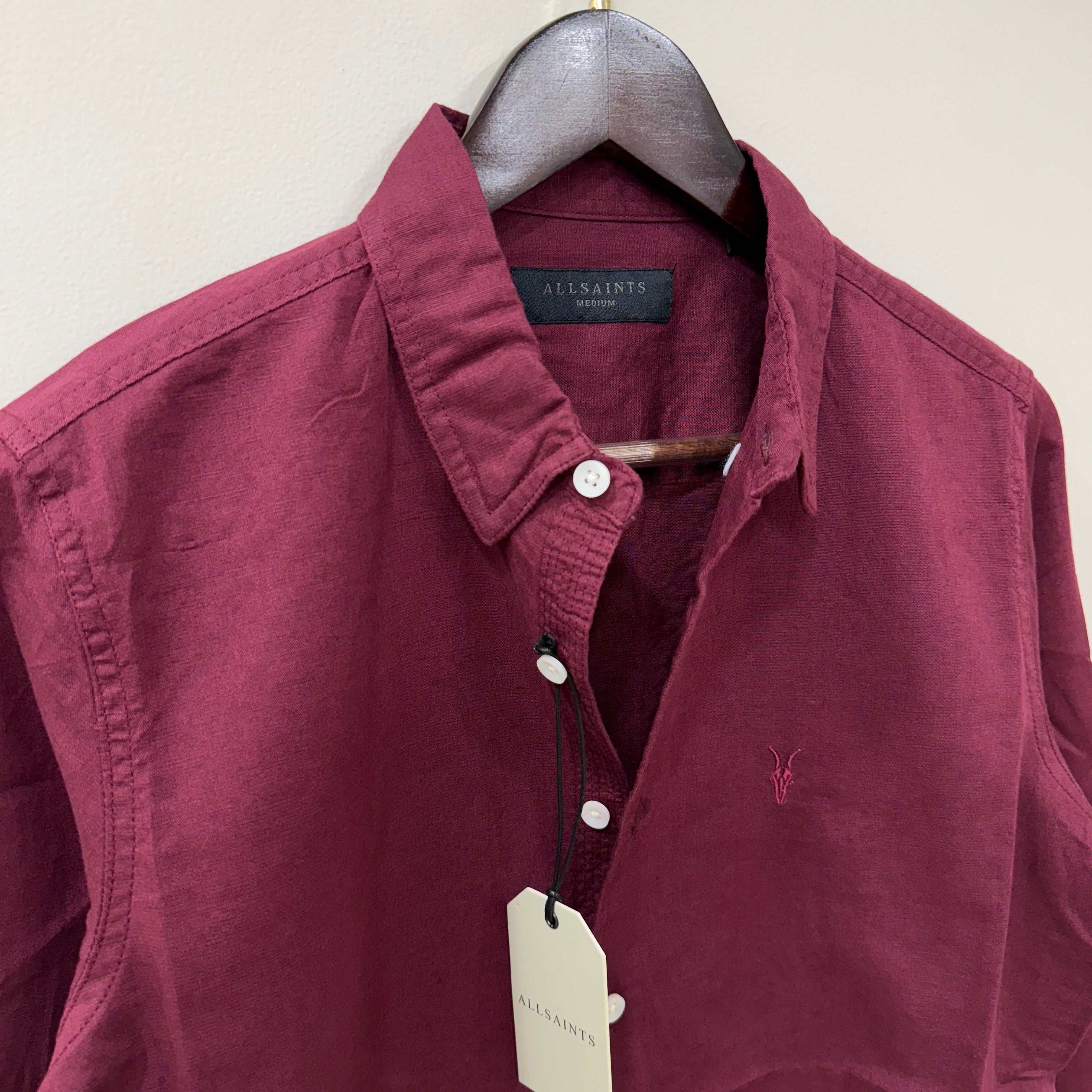All Saints maroon linen blend shirt PG