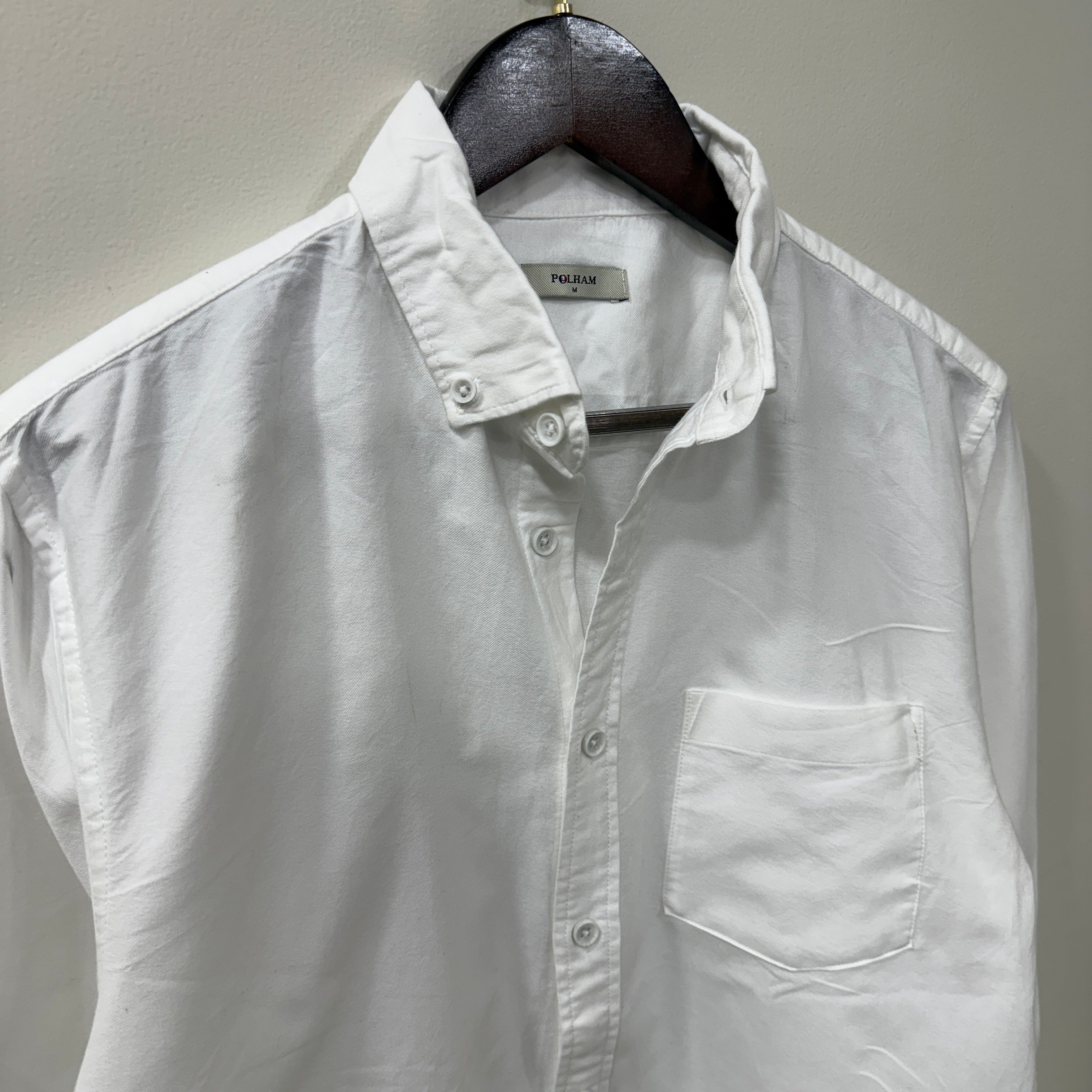 Polham white oxford button down solid shirt