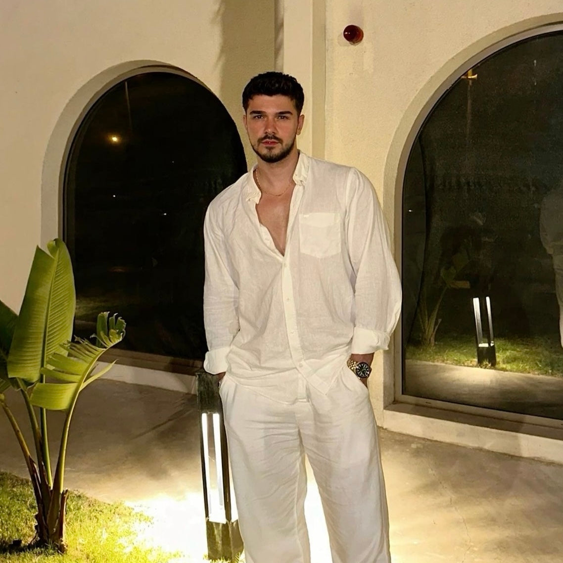 Uniqlo 100% linen white shirt-xl