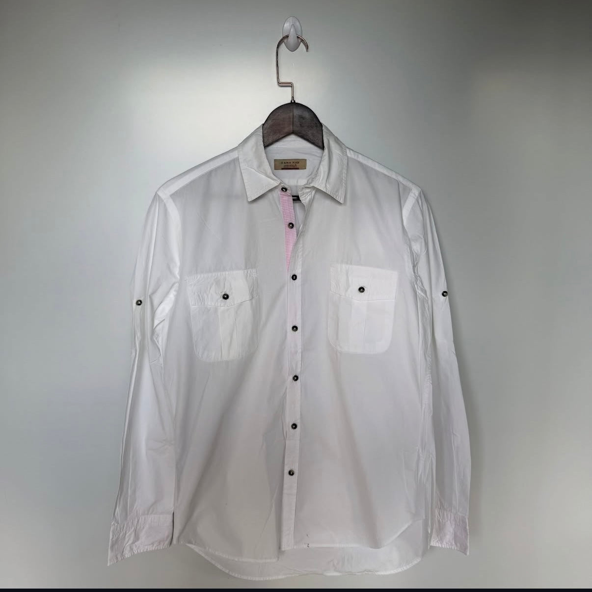Zara white double pocket shirt