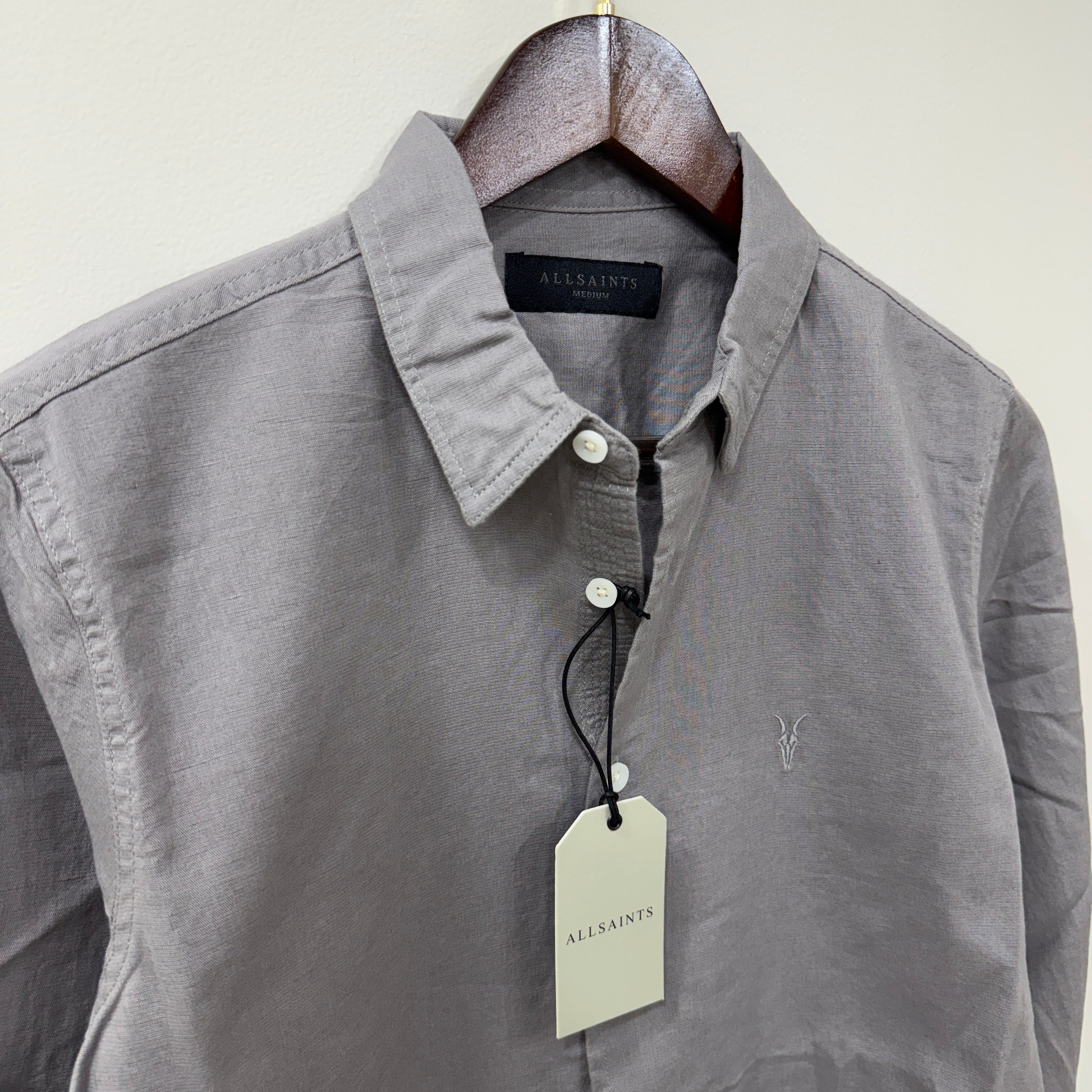All Saints pillar grey linen blend shirt PG