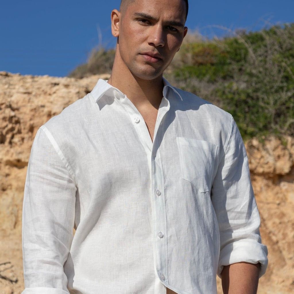 Uniqlo 100% linen white shirt-M